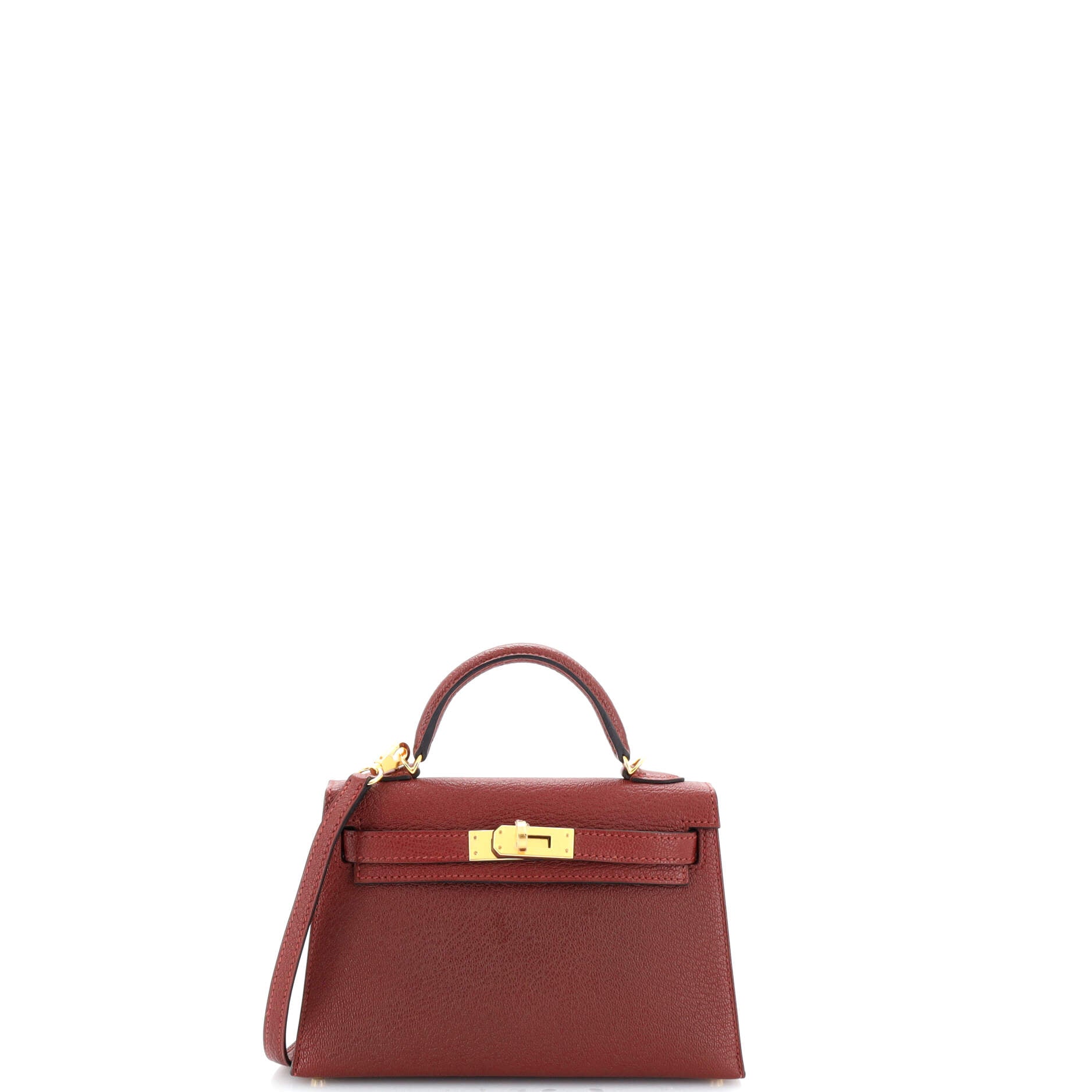 Kelly Mini II Bag Rouge H Chevre Mysore with Gold Hardware 20