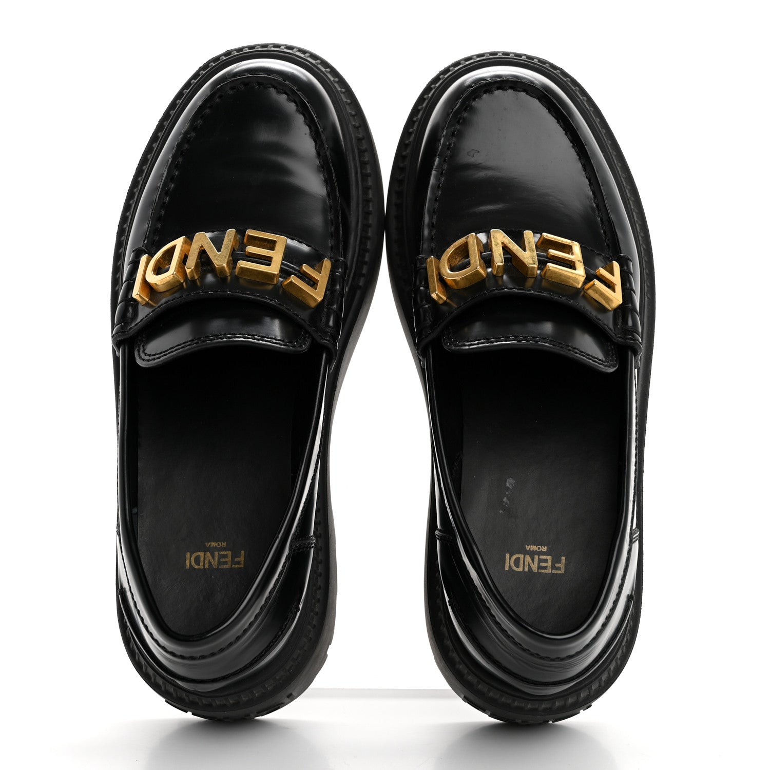 Vitello Abrasivato Fendigraphy 50mm Loafers 36 Black