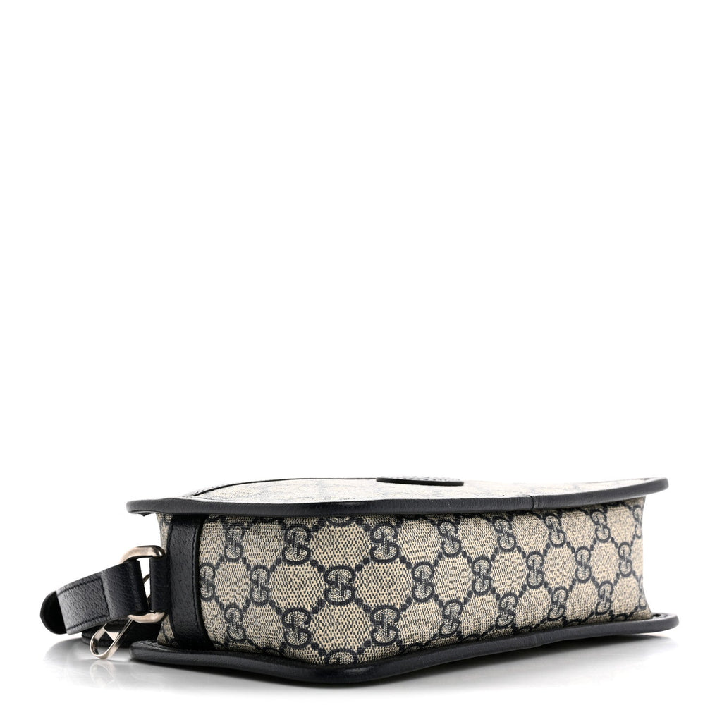GG Supreme Monogram Textured Dollar Calfskin Mini Retro Interlocking G Shoulder Bag Beige Blue