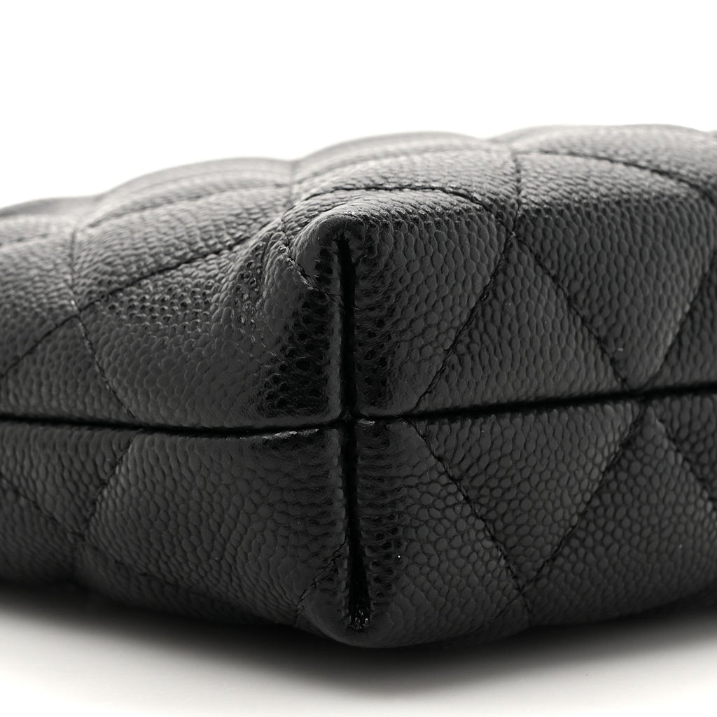 Caviar Quilted Classic Clutch Tote With Chain Black