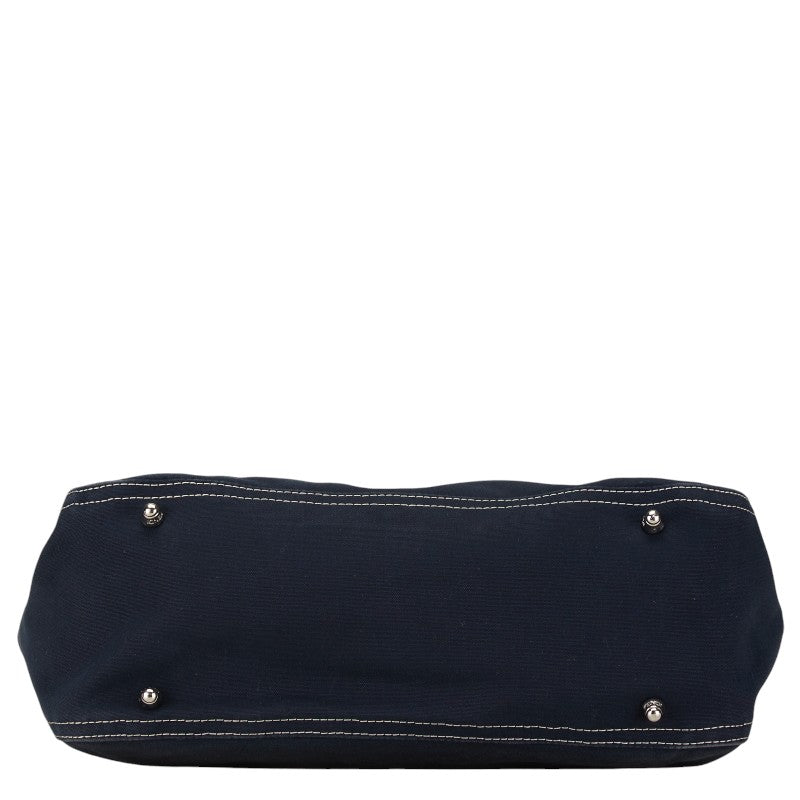 Fendi Logo Hardware Canvas Leather Handbag