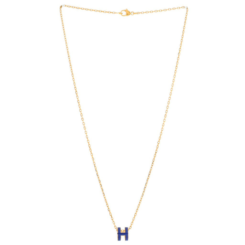 Pop H Pendant Chain Necklace Metal and Enamel Mini