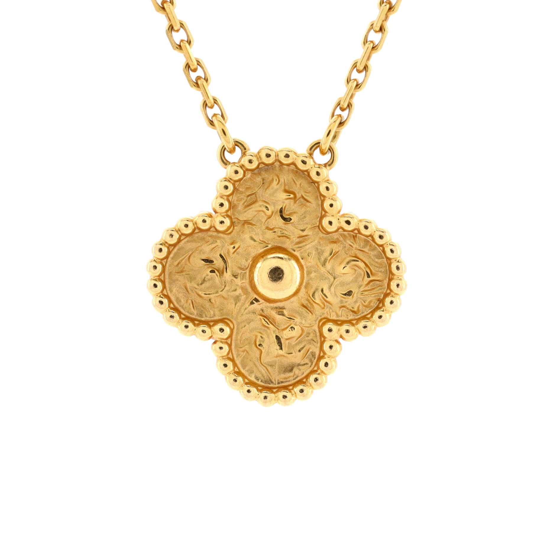 Vintage Alhambra Pendant Necklace 18K Yellow Gold