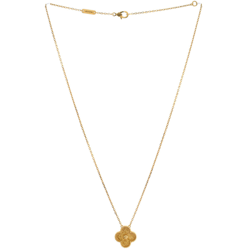 Vintage Alhambra Pendant Necklace 18K Yellow Gold