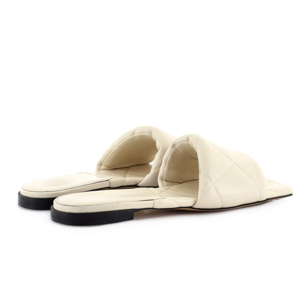 Women's Rubber Lido Flat Sandals Quilted Embossed Leather