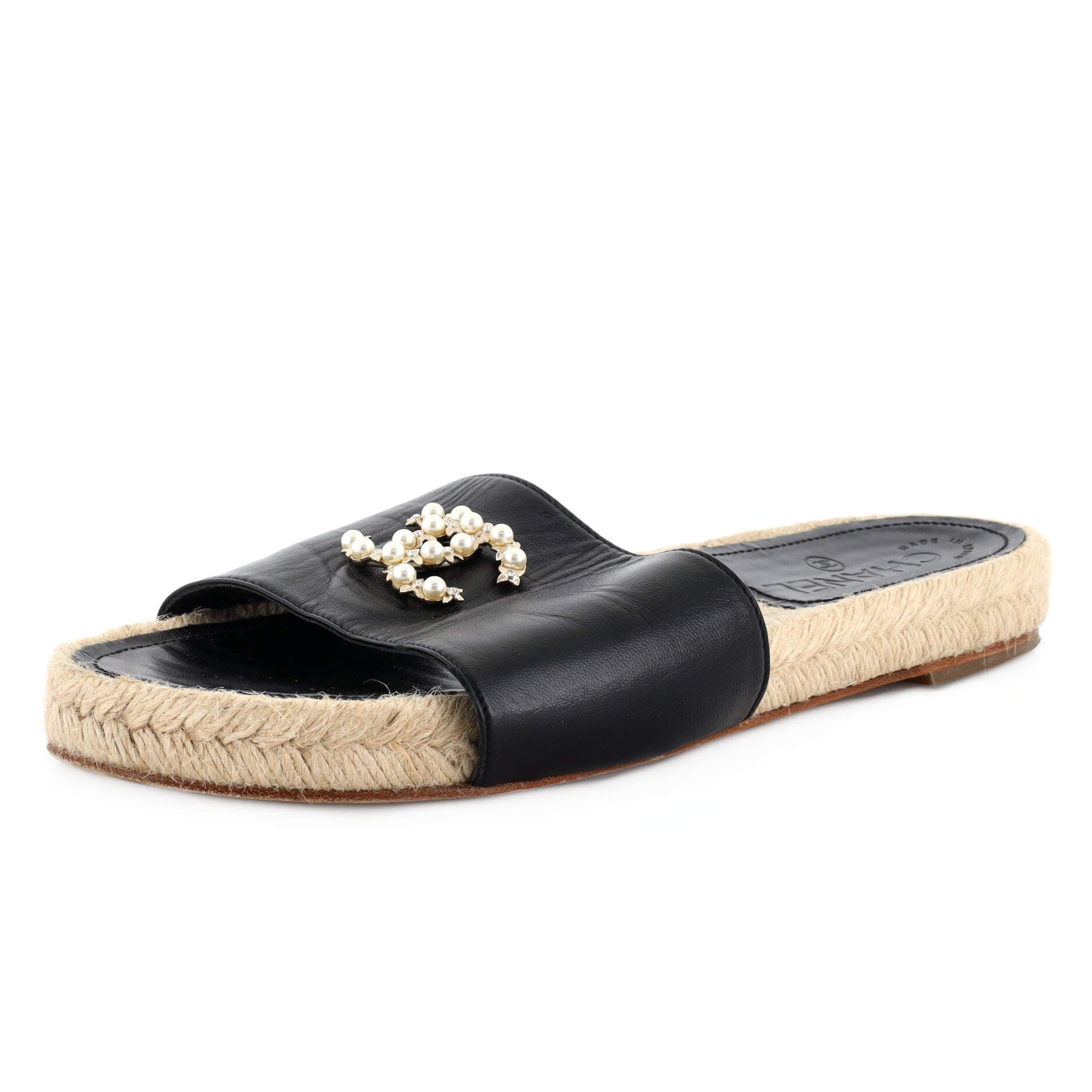 Women's CC Espadrille Slide Sandals Embellished Leather