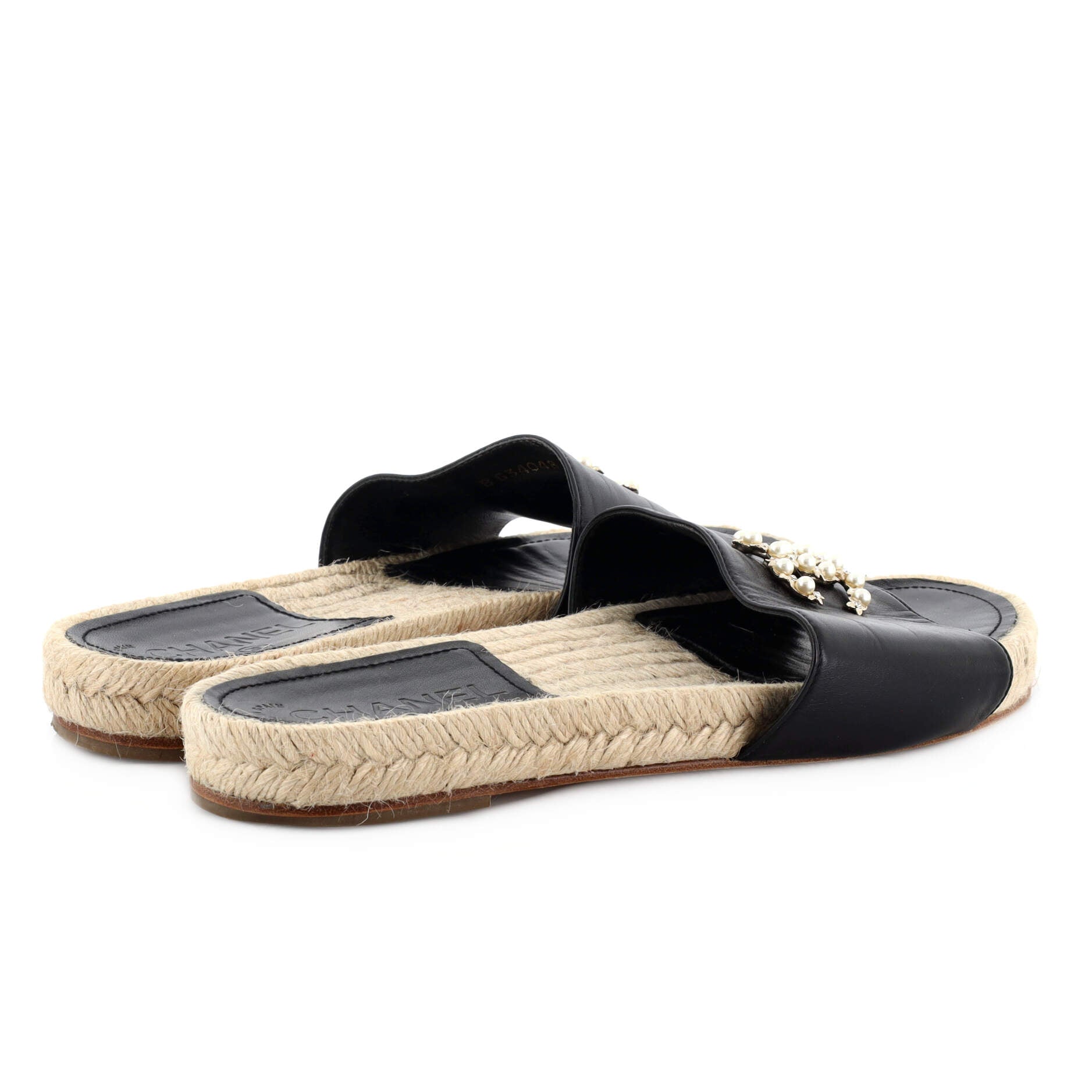Women's CC Espadrille Slide Sandals Embellished Leather