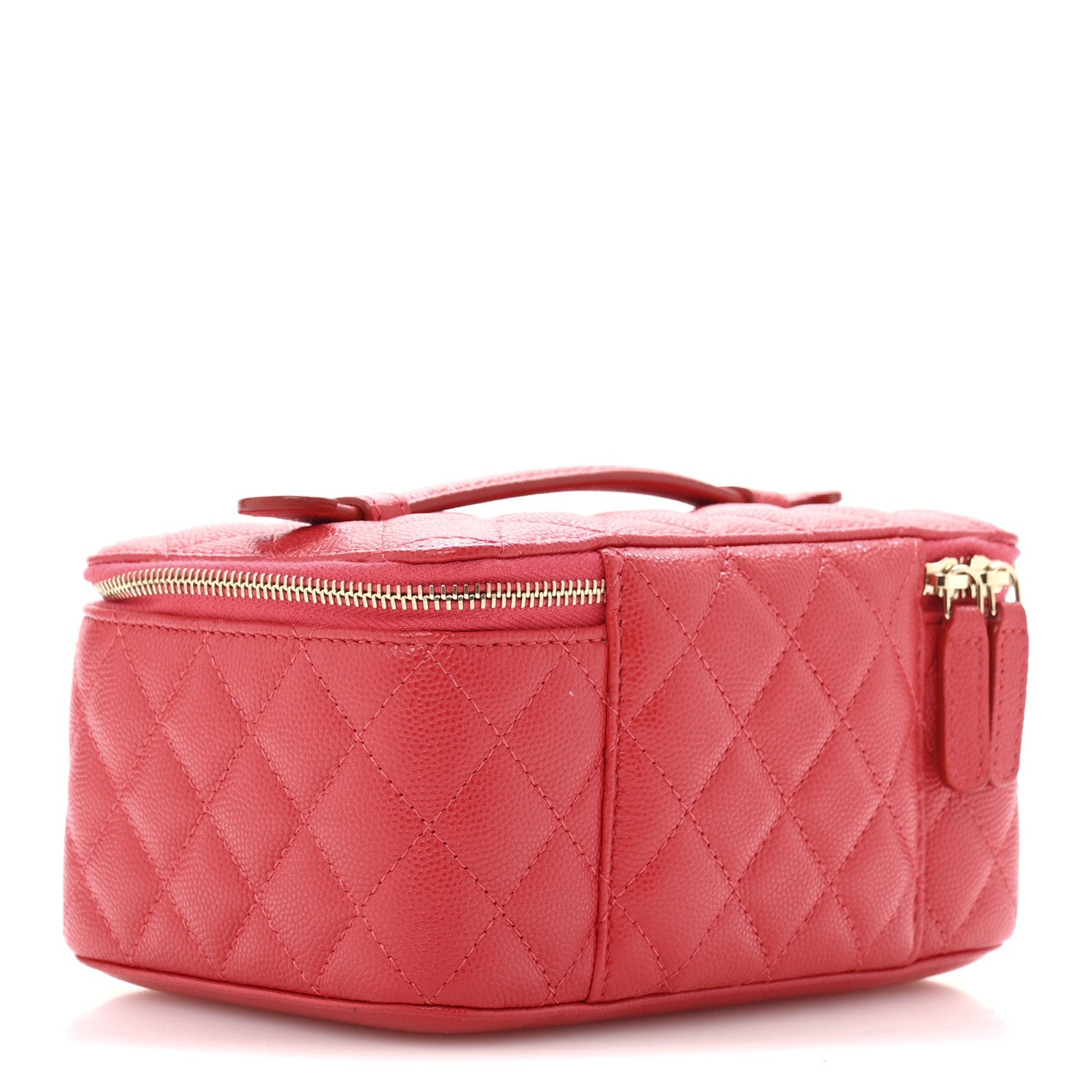 Caviar Quilted Top Handle Jewelry Case Red
