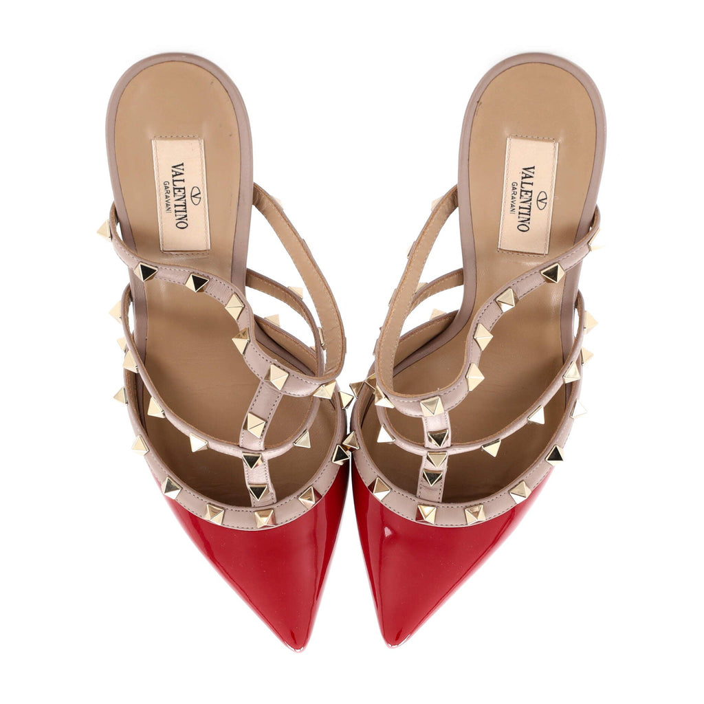 Women's Rockstud Heeled Mules Patent 95