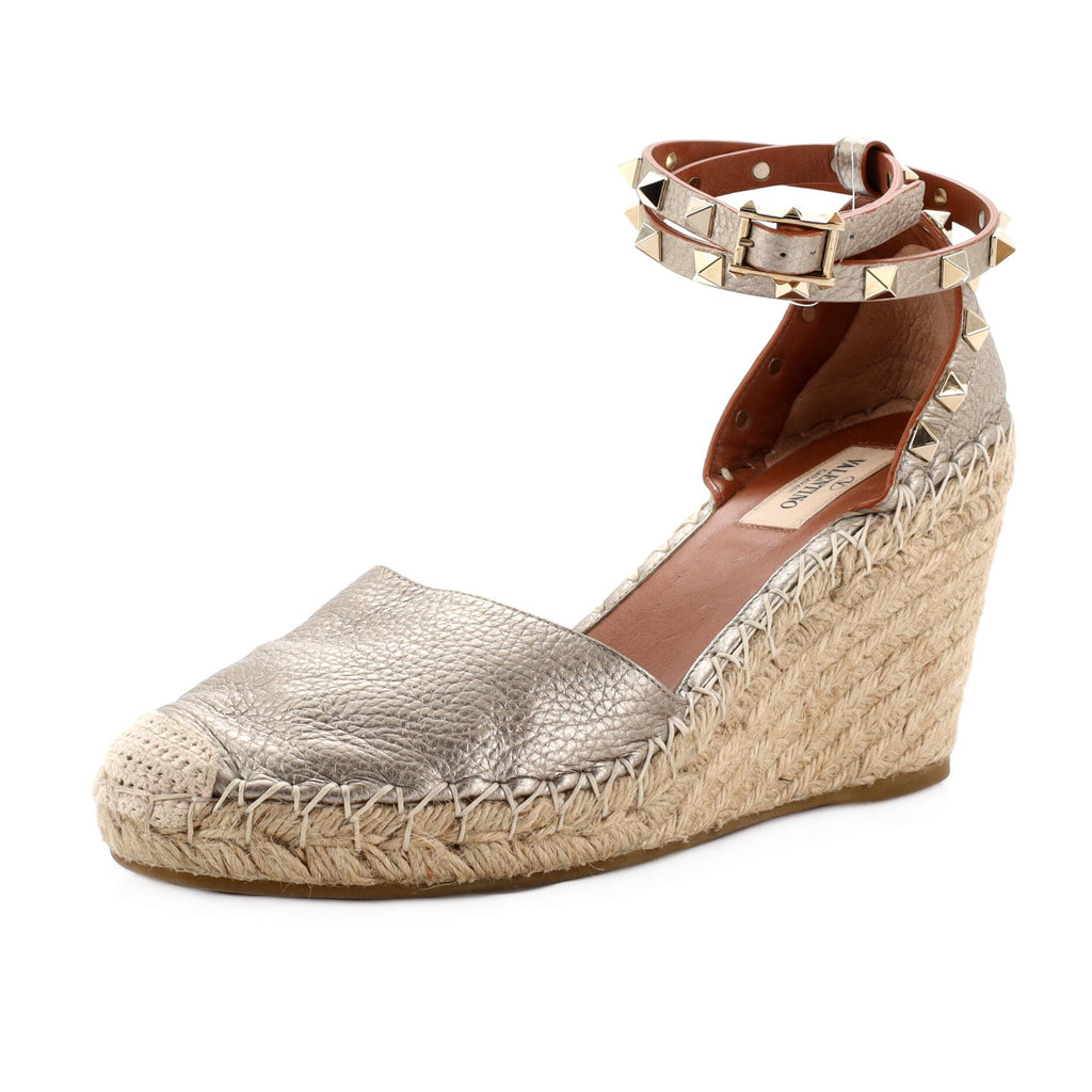 Women's Rockstud Wedge Espadrilles Leather