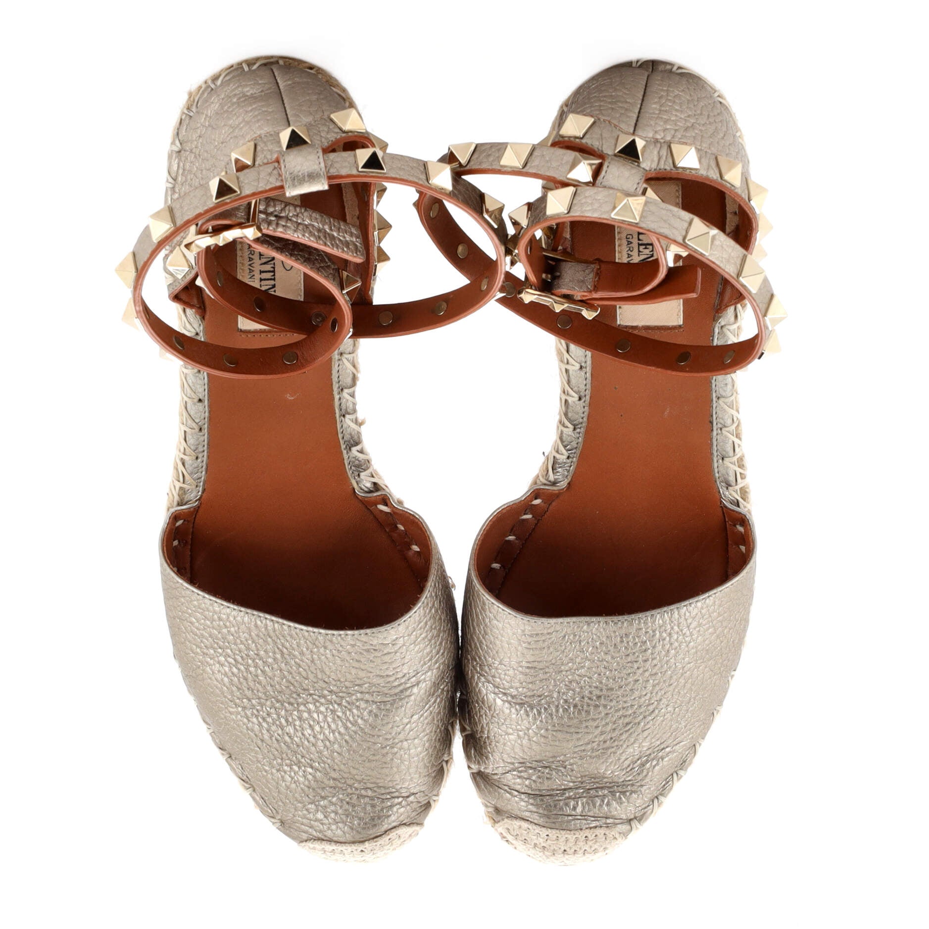 Women's Rockstud Wedge Espadrilles Leather