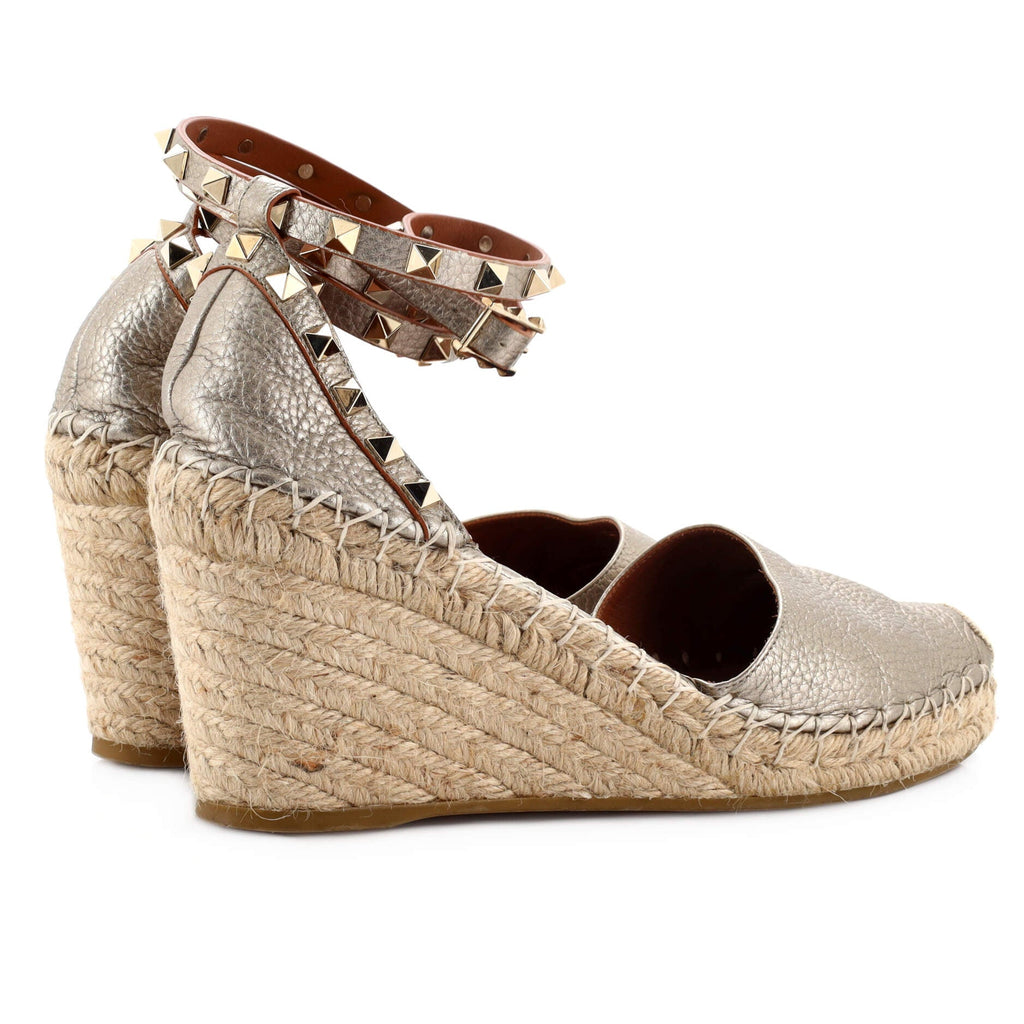 Women's Rockstud Wedge Espadrilles Leather