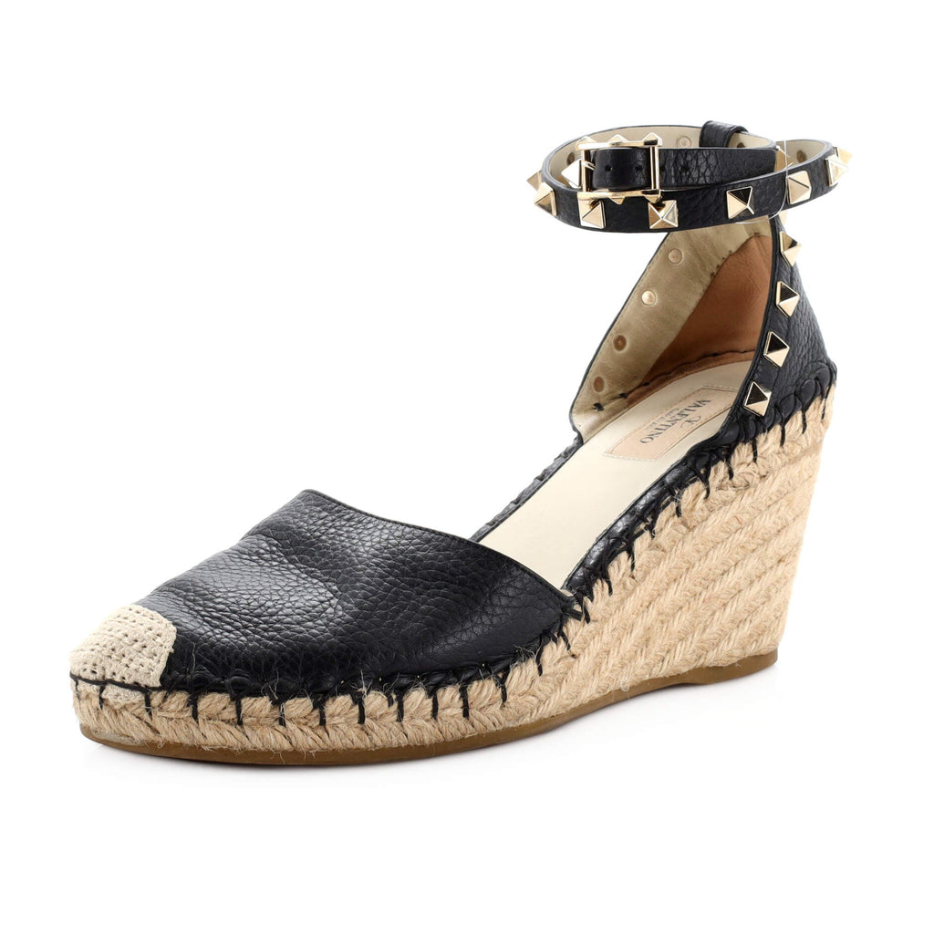 Women's Rockstud Wedge Espadrilles Leather