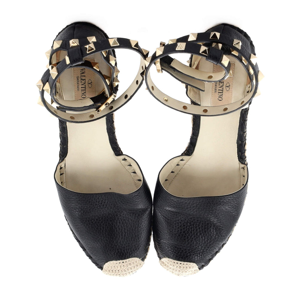 Women's Rockstud Wedge Espadrilles Leather