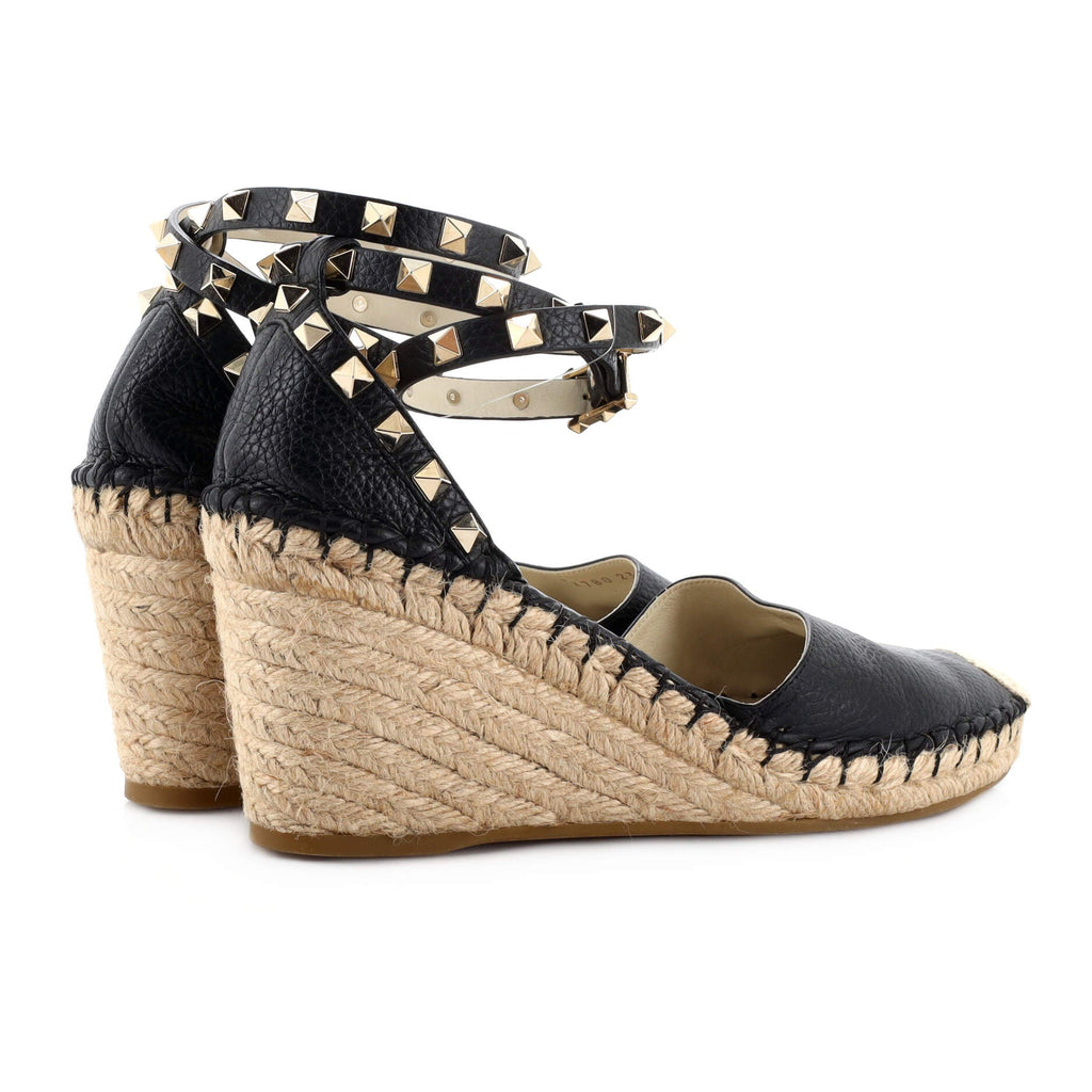 Women's Rockstud Wedge Espadrilles Leather
