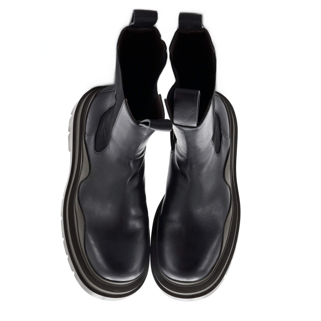 Women's Tire Chelsea Boots Leather and Rubber