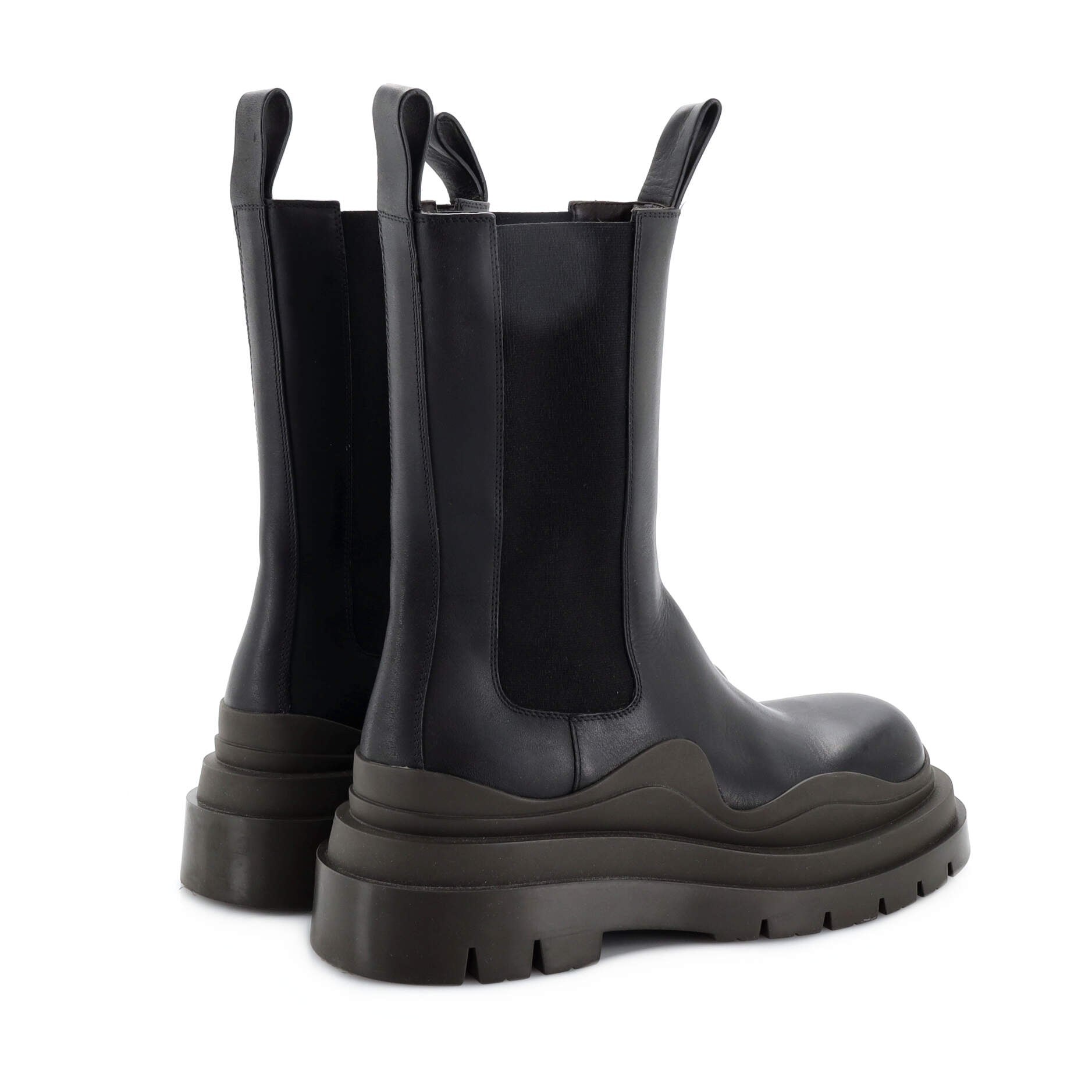 Women's Tire Chelsea Boots Leather and Rubber