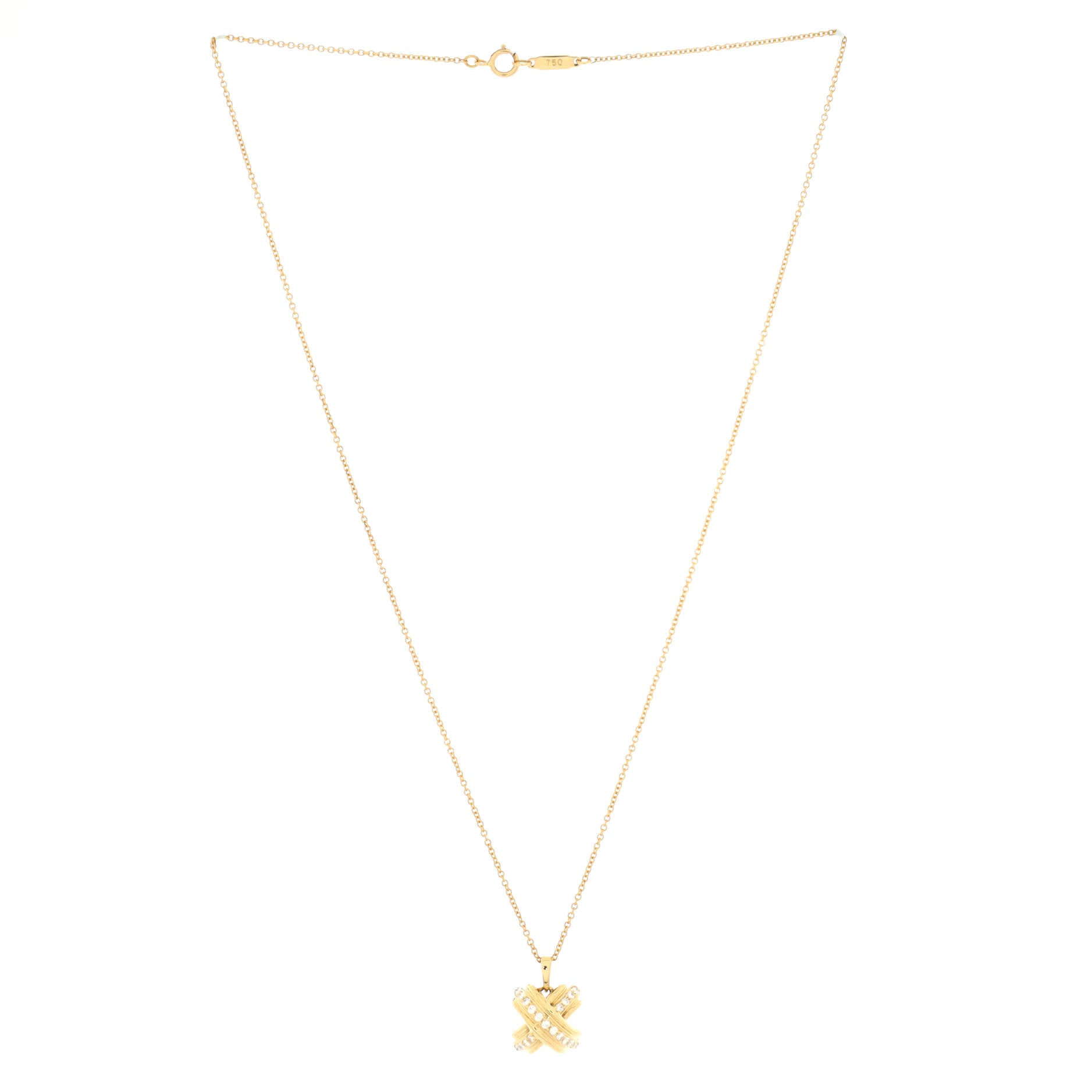 Signature X Pendant Necklace 18K Yellow Gold with Diamonds