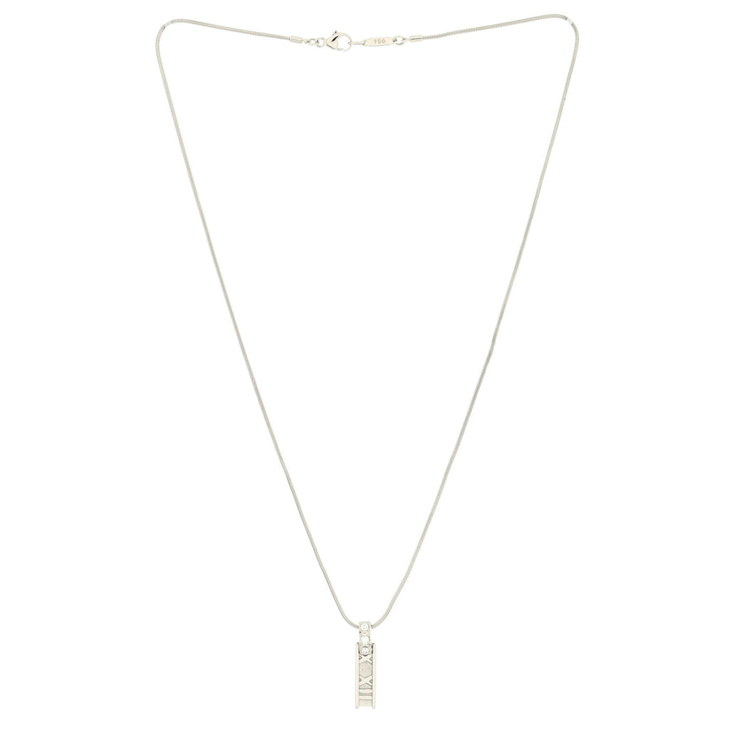 Atlas Bar Pendant Necklace 18K White Gold with Diamonds