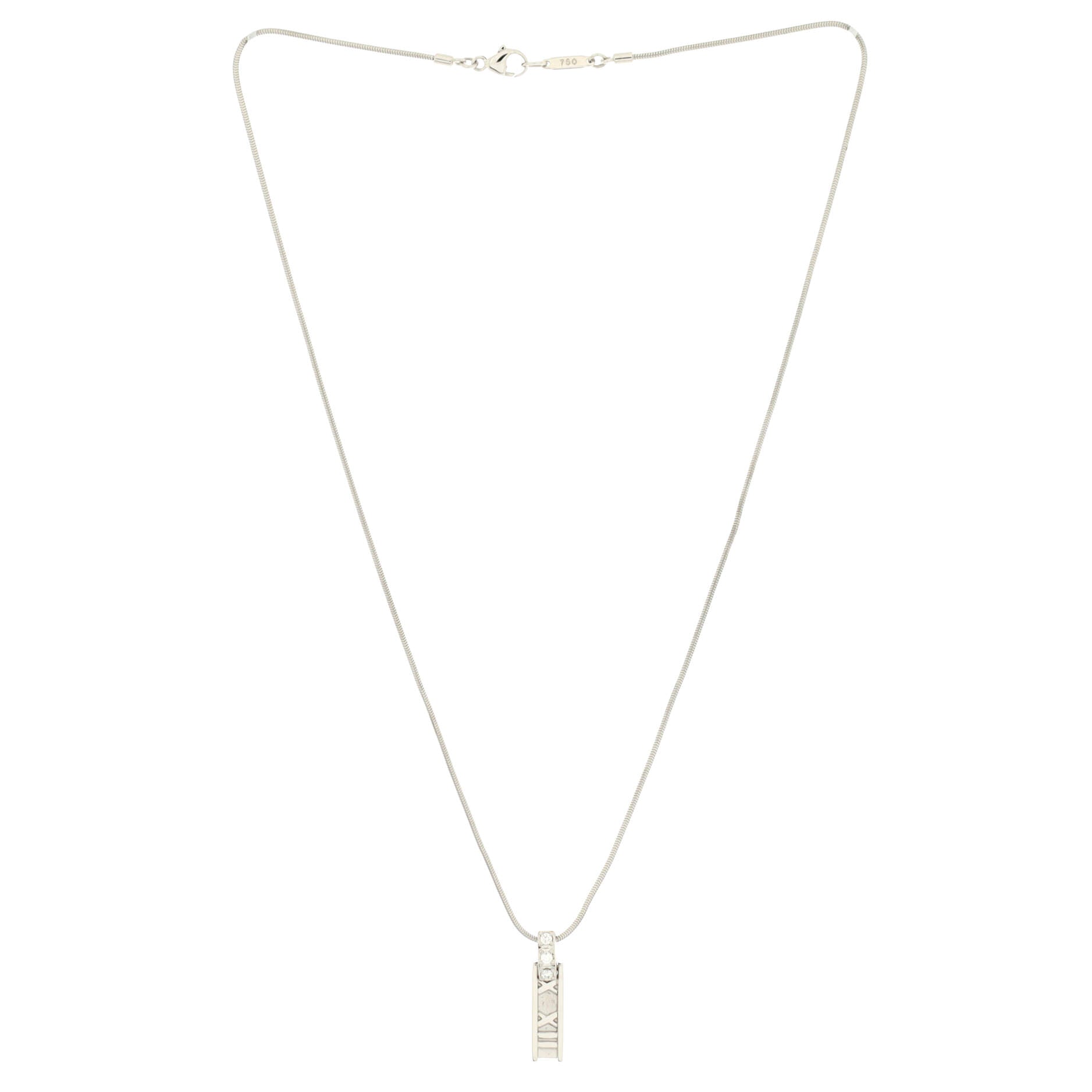 Atlas Bar Pendant Necklace 18K White Gold with Diamonds