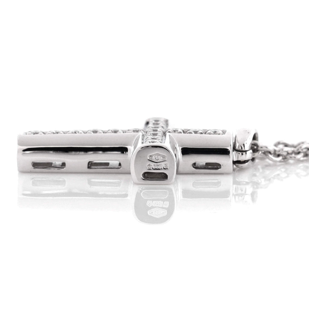 Latin Cross Necklace 18K White Gold and Diamonds
