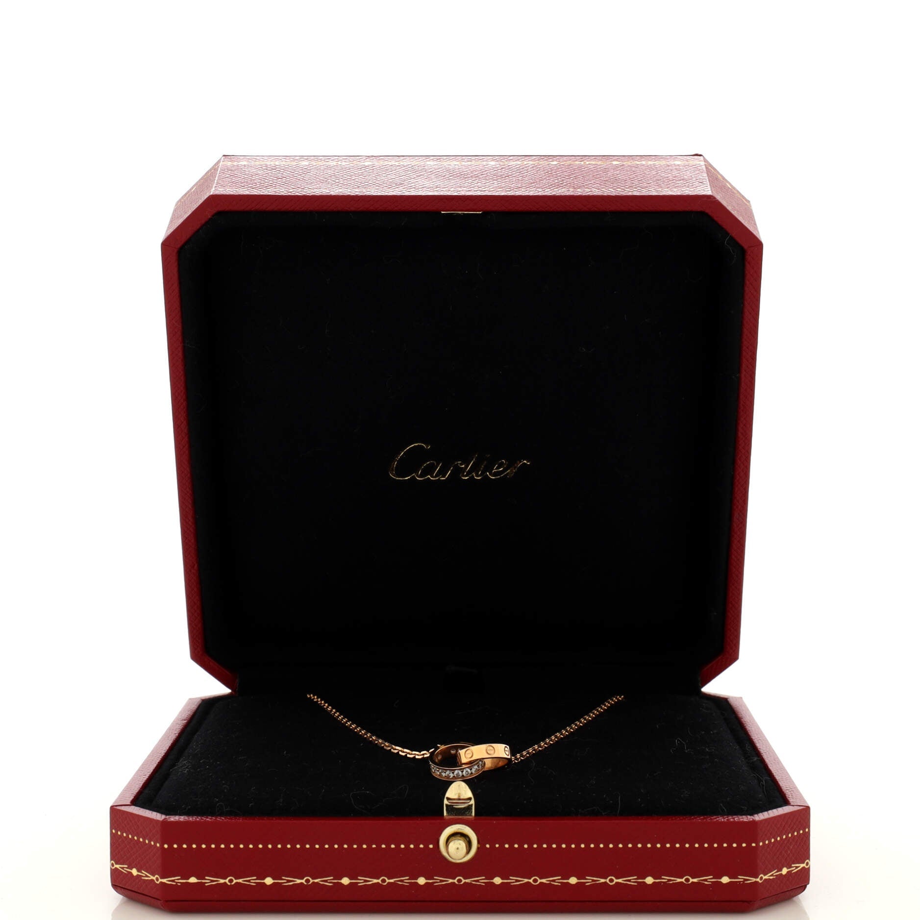 Love Interlocking Necklace 18K Rose Gold with Diamonds