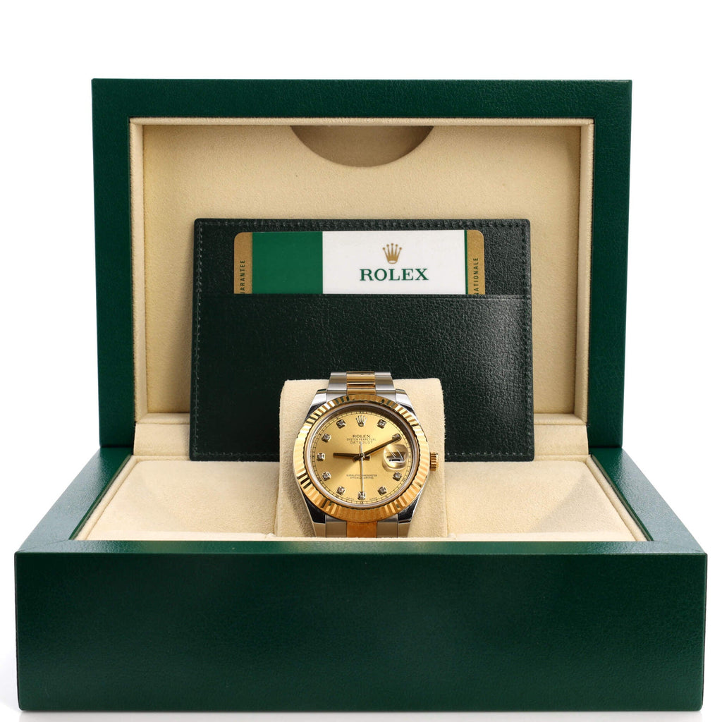 Oyster Perpetual Datejust Automatic Watch Stainless Steel and Yellow Gold with Diamond Markers 41