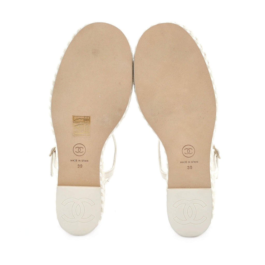 Women's CC Cap Toe Ankle Strap Wedge Espadrilles Leather
