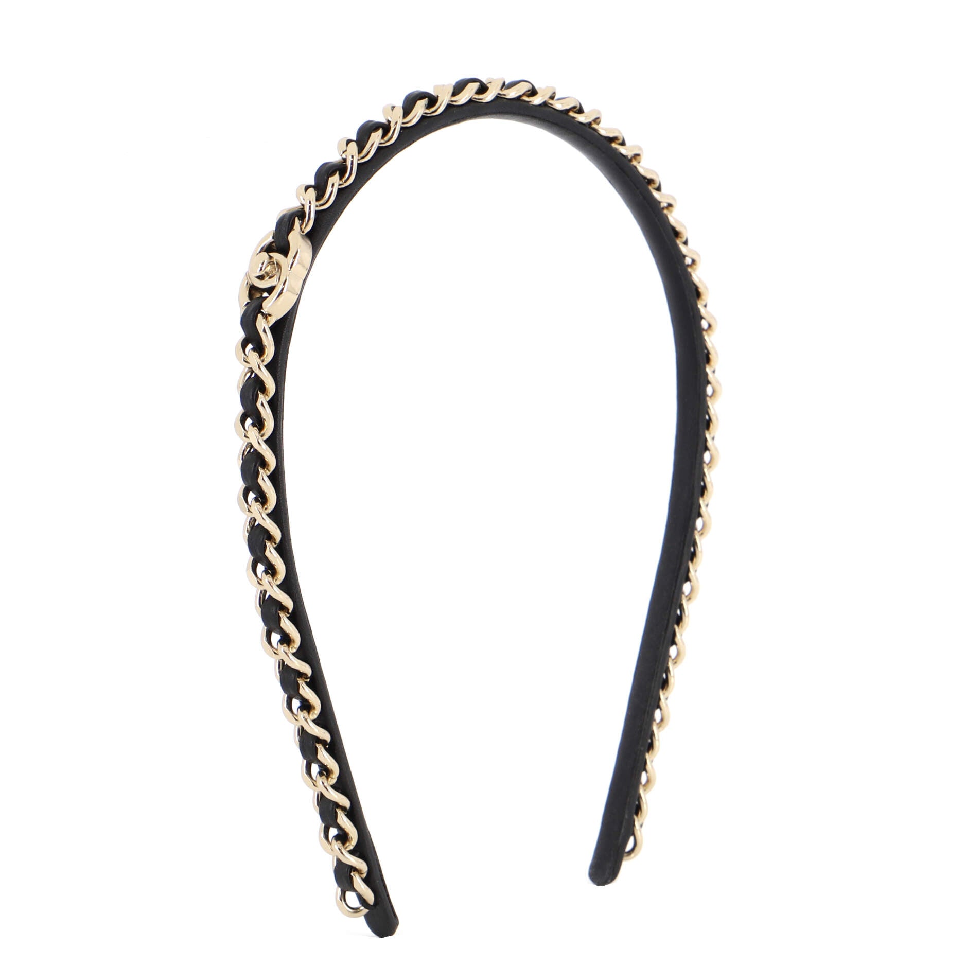 CC Turnlock Chain Link Headband Lambskin and Metal