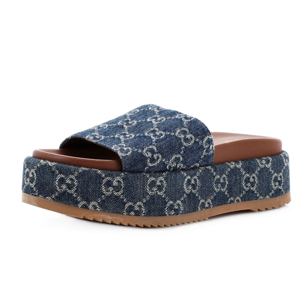 Women's Angelina Platform Slide Sandals GG Denim