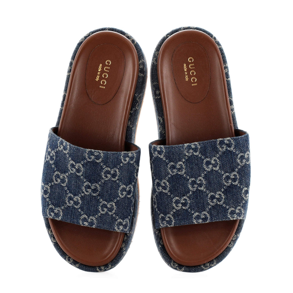 Women's Angelina Platform Slide Sandals GG Denim