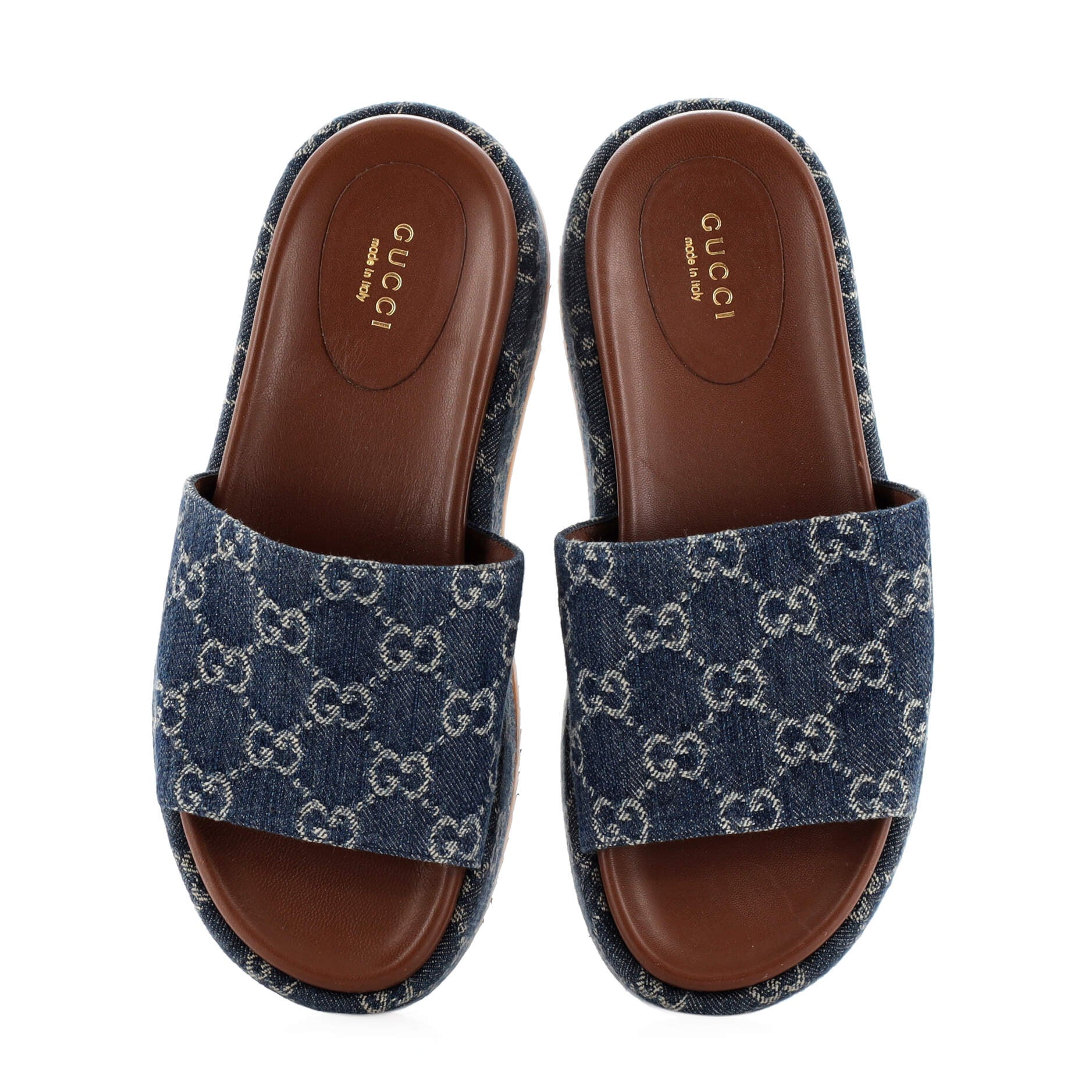 Women's Angelina Platform Slide Sandals GG Denim