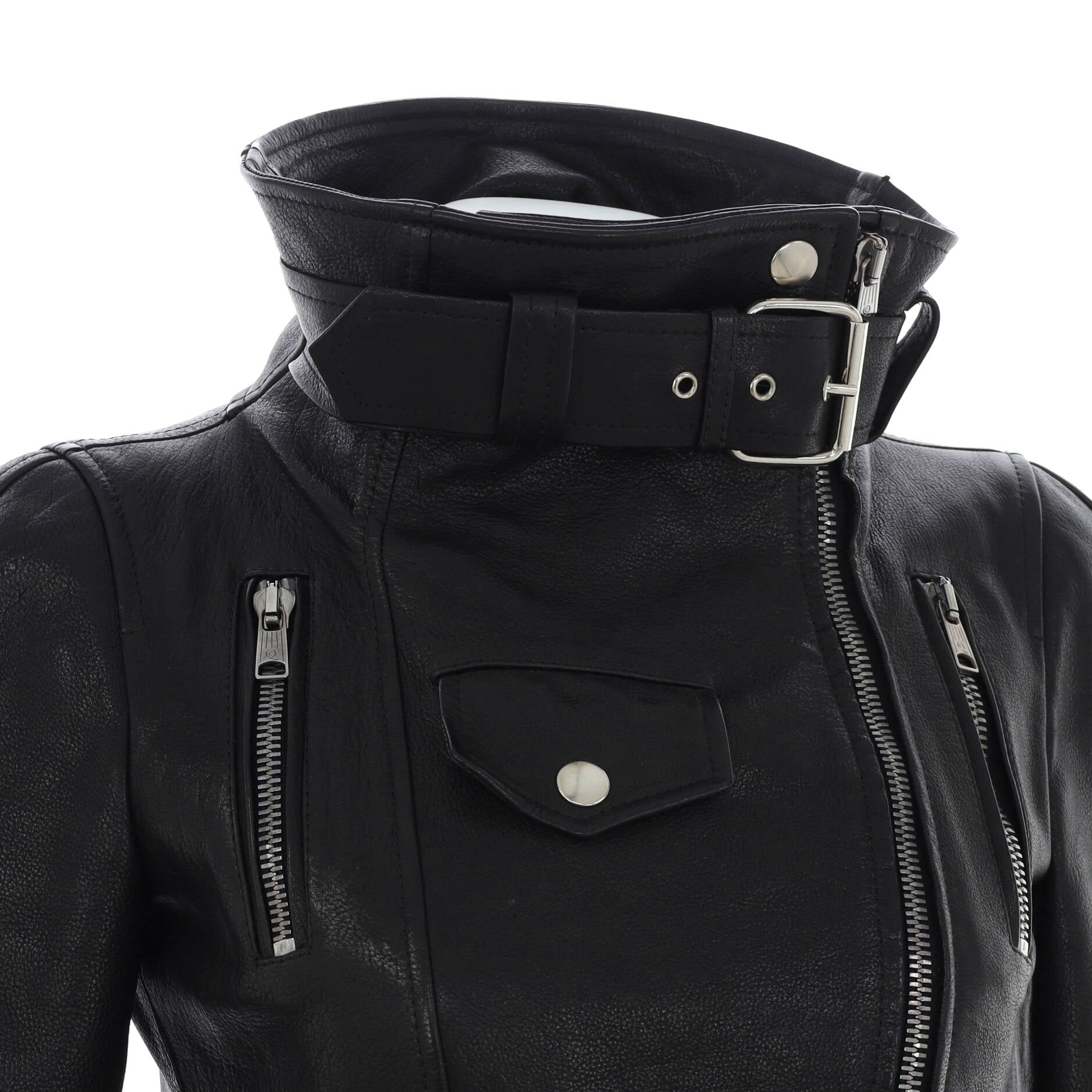 Women's Short Peplum Biker Jacket Leather