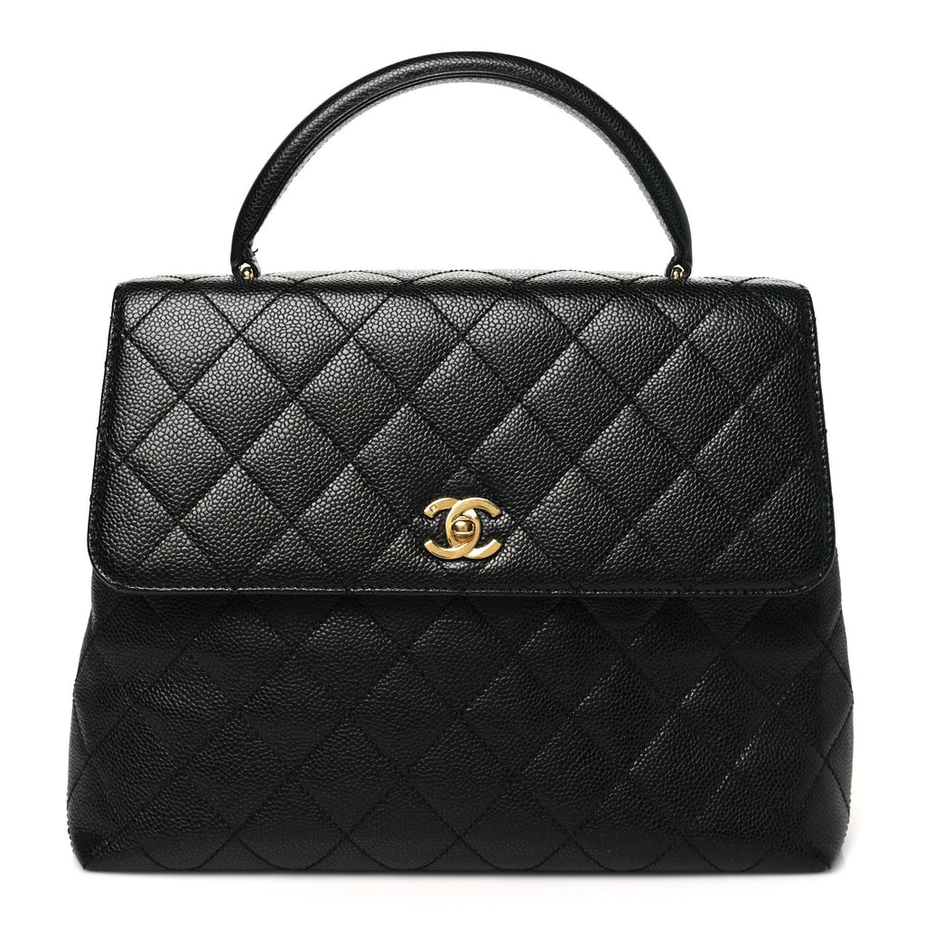 Caviar Quilted Jumbo Kelly Flap Black