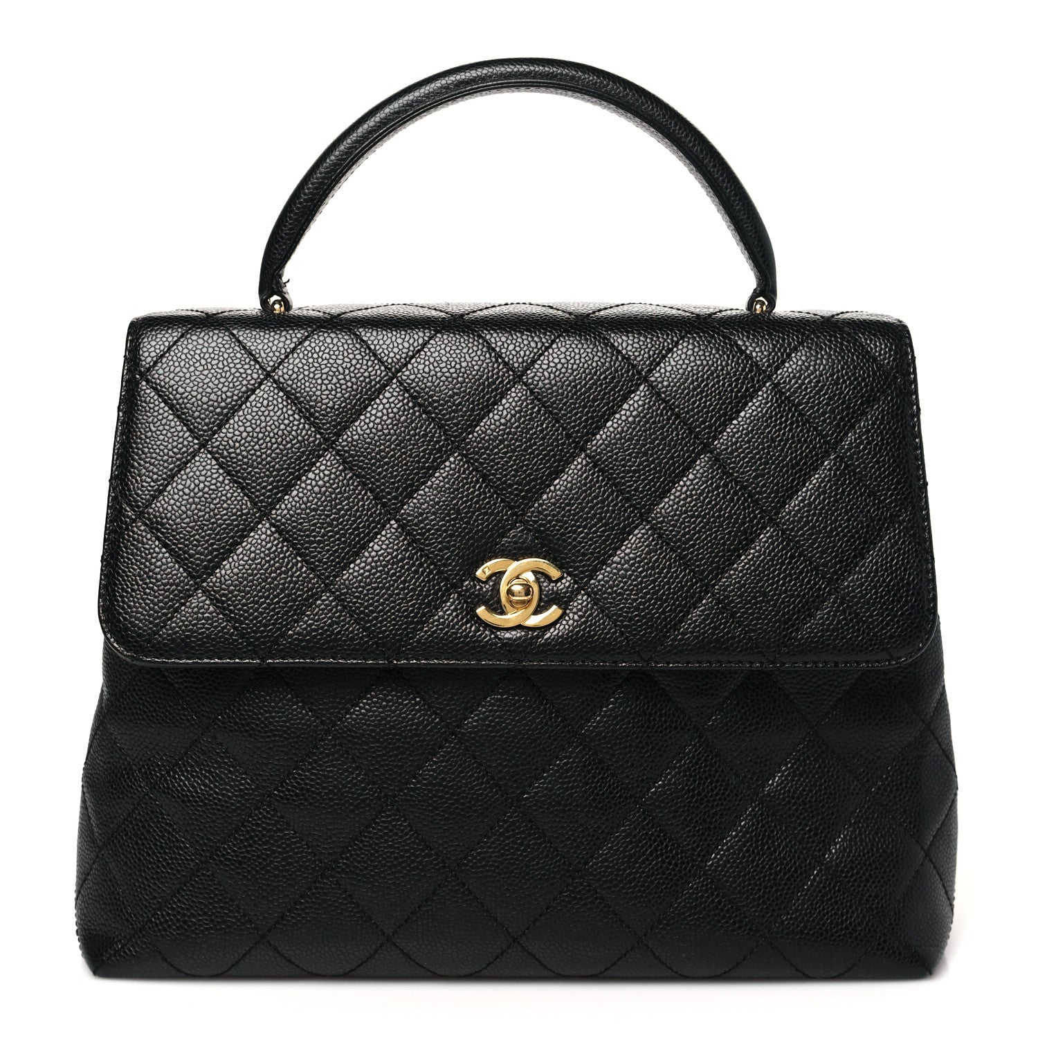 Caviar Quilted Jumbo Kelly Flap Black