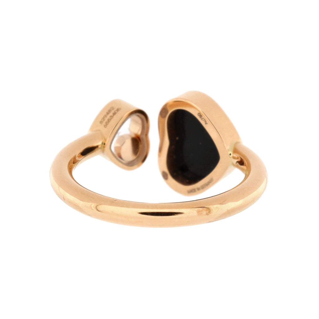 Happy Hearts Ring 18K Rose Gold and Onyx with Floating Diamond