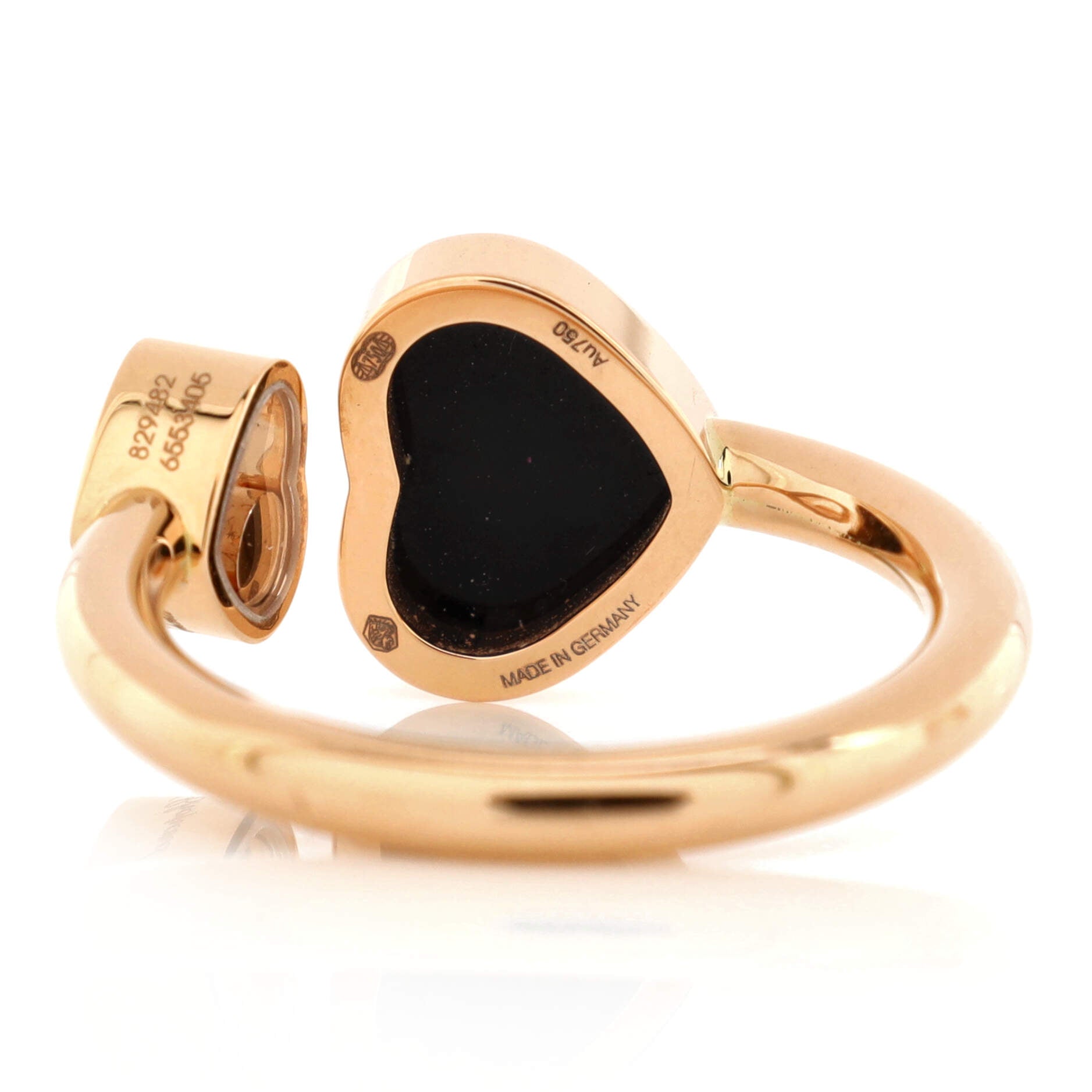Happy Hearts Ring 18K Rose Gold and Onyx with Floating Diamond