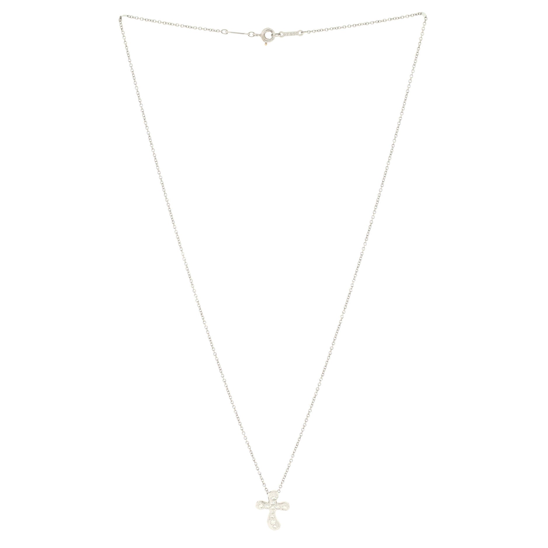 Elsa Peretti Cross Pendant Necklace Platinum and Diamonds Small