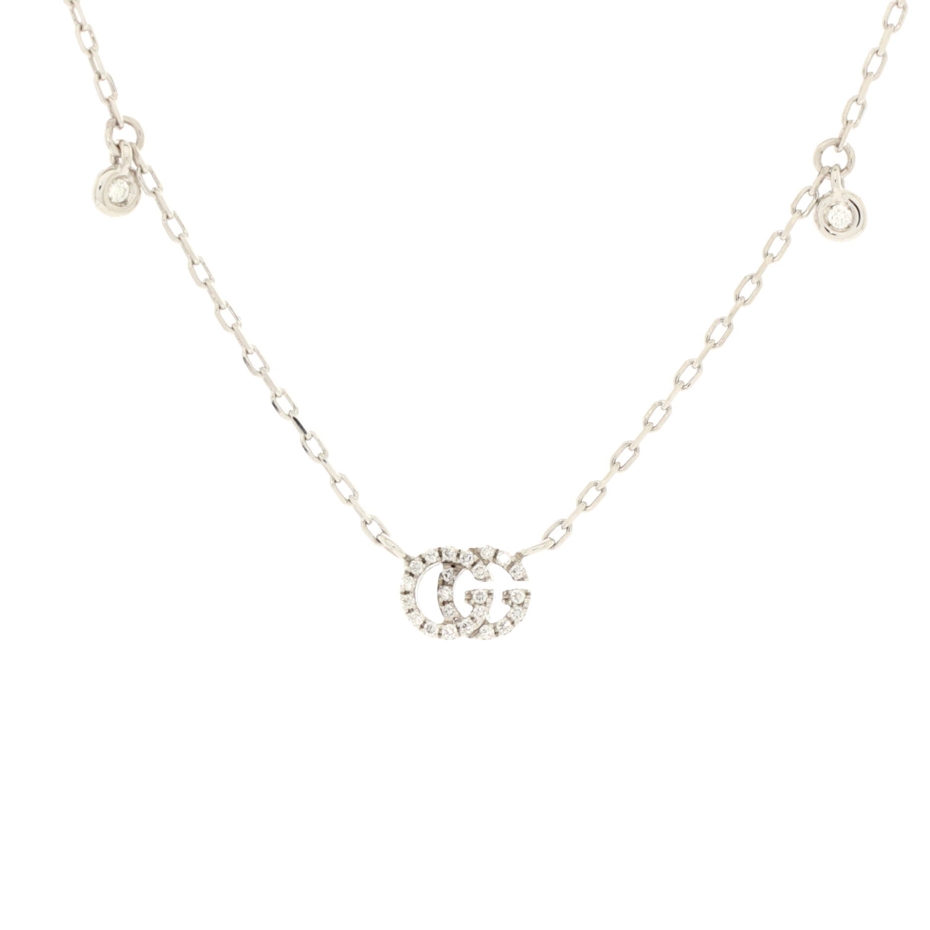 GG Running Pendant Necklace 18K White Gold with Diamonds