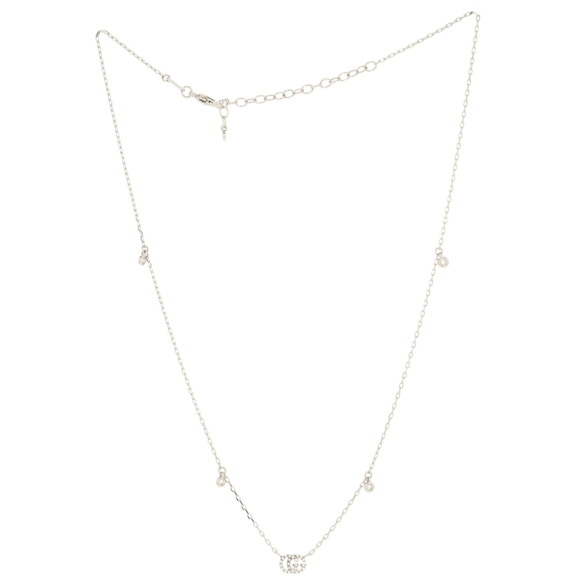 GG Running Pendant Necklace 18K White Gold with Diamonds