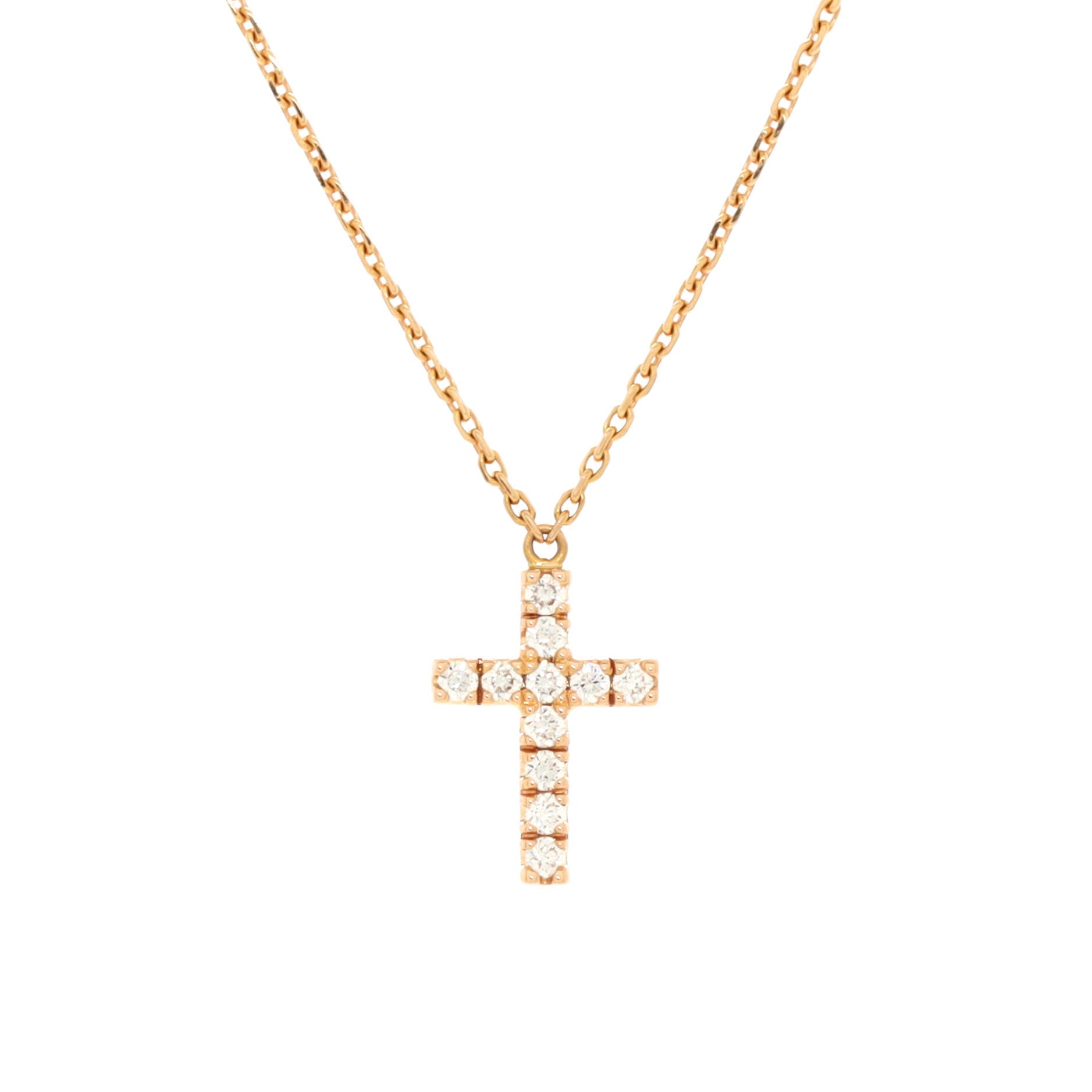 Cross Pendant Necklace 18K Rose Gold with Diamonds