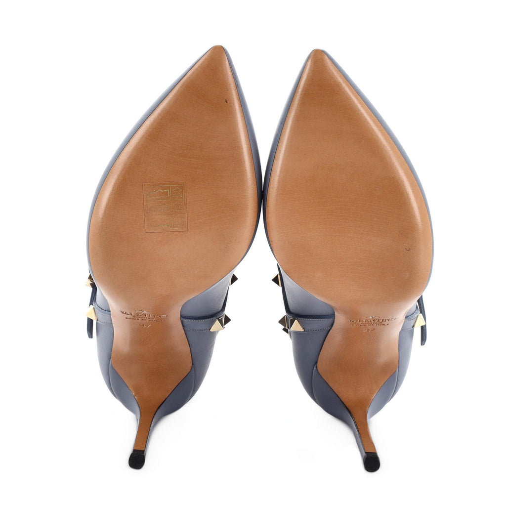 Women's Rockstud Harness Heeled Ankle Boots Leather