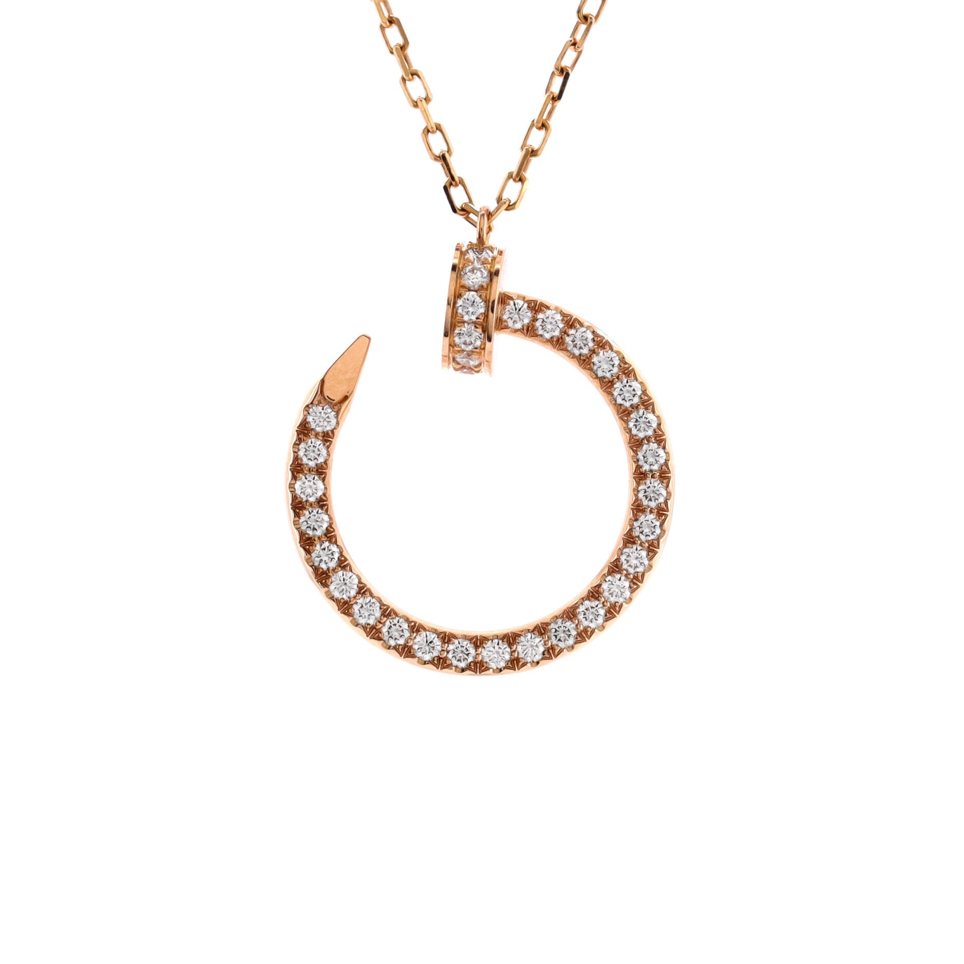 Juste un Clou Pendant Necklace 18K Rose Gold and Pave Diamonds