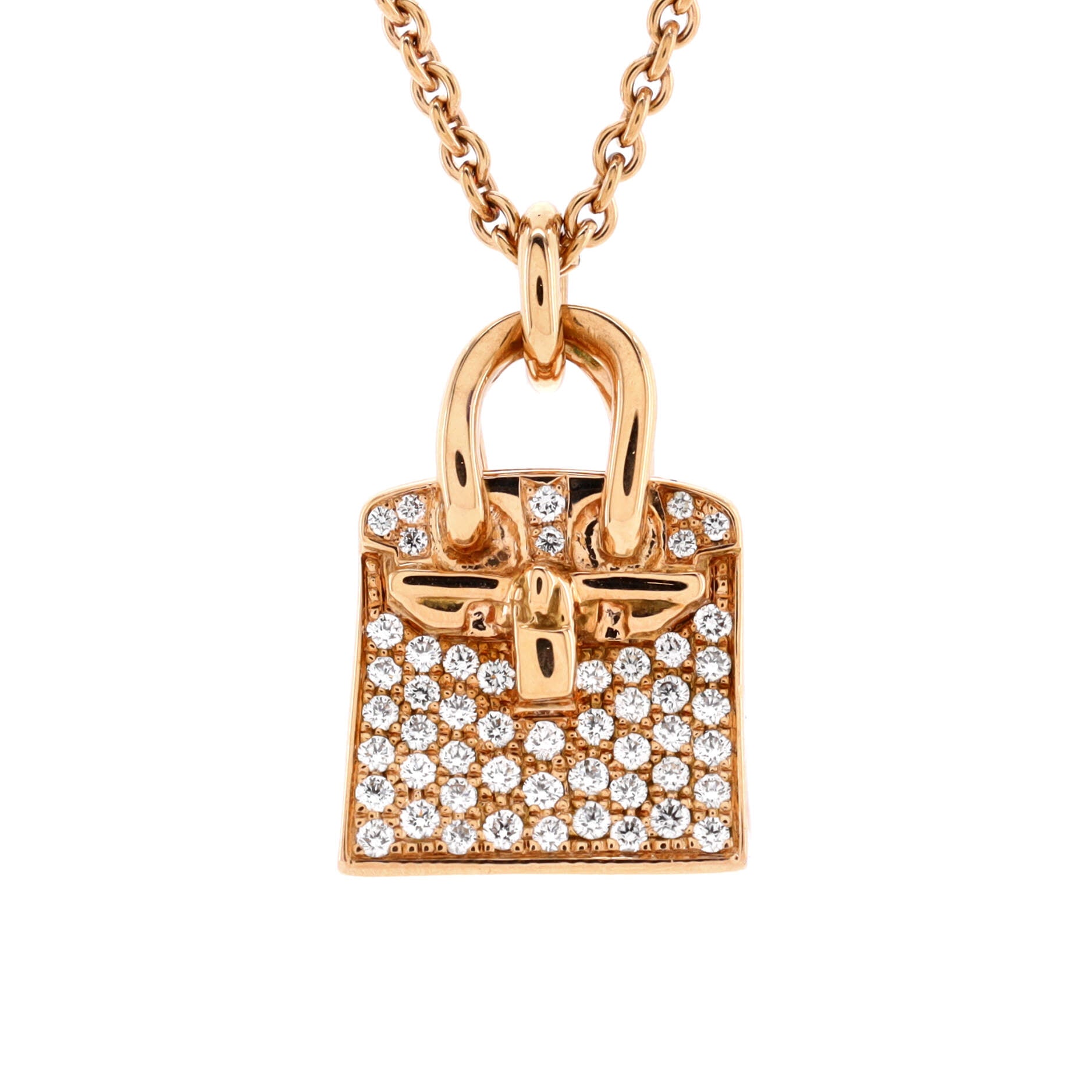 Birkin Amulette NM Pendant Necklace 18K Rose Gold and Diamonds