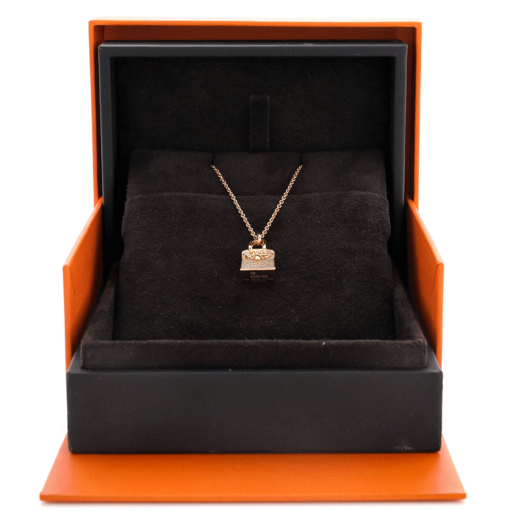 Birkin Amulette NM Pendant Necklace 18K Rose Gold and Diamonds