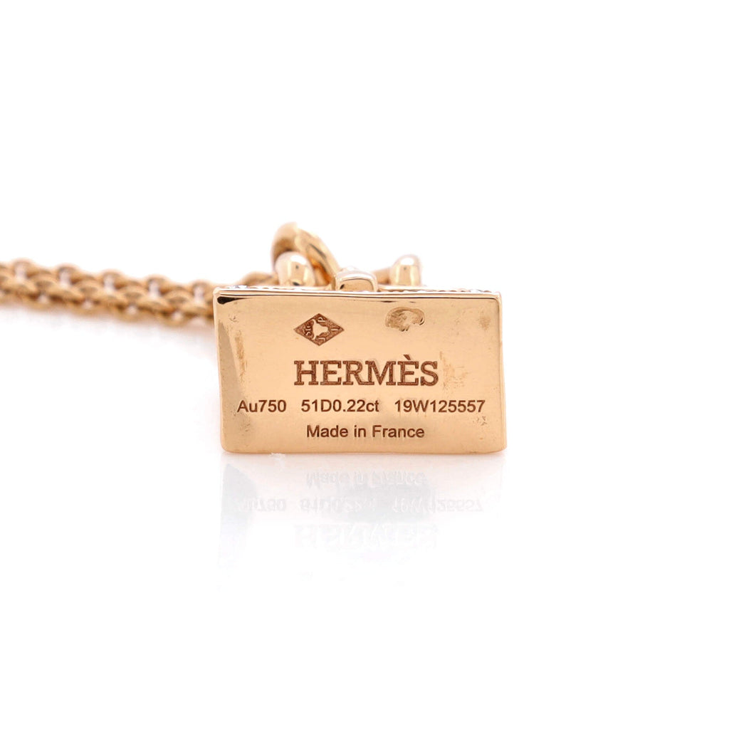Birkin Amulette NM Pendant Necklace 18K Rose Gold and Diamonds