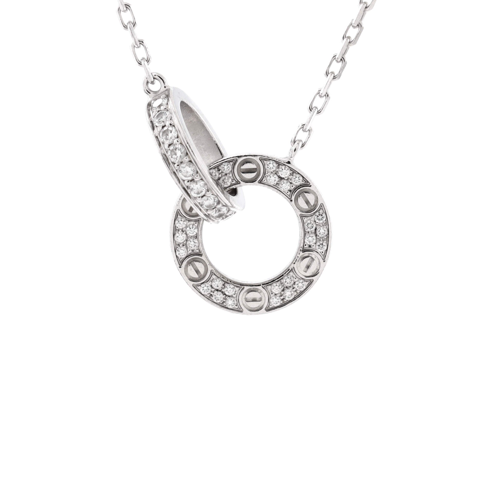 Love Interlocking Pave Necklace 18K White Gold and Diamonds