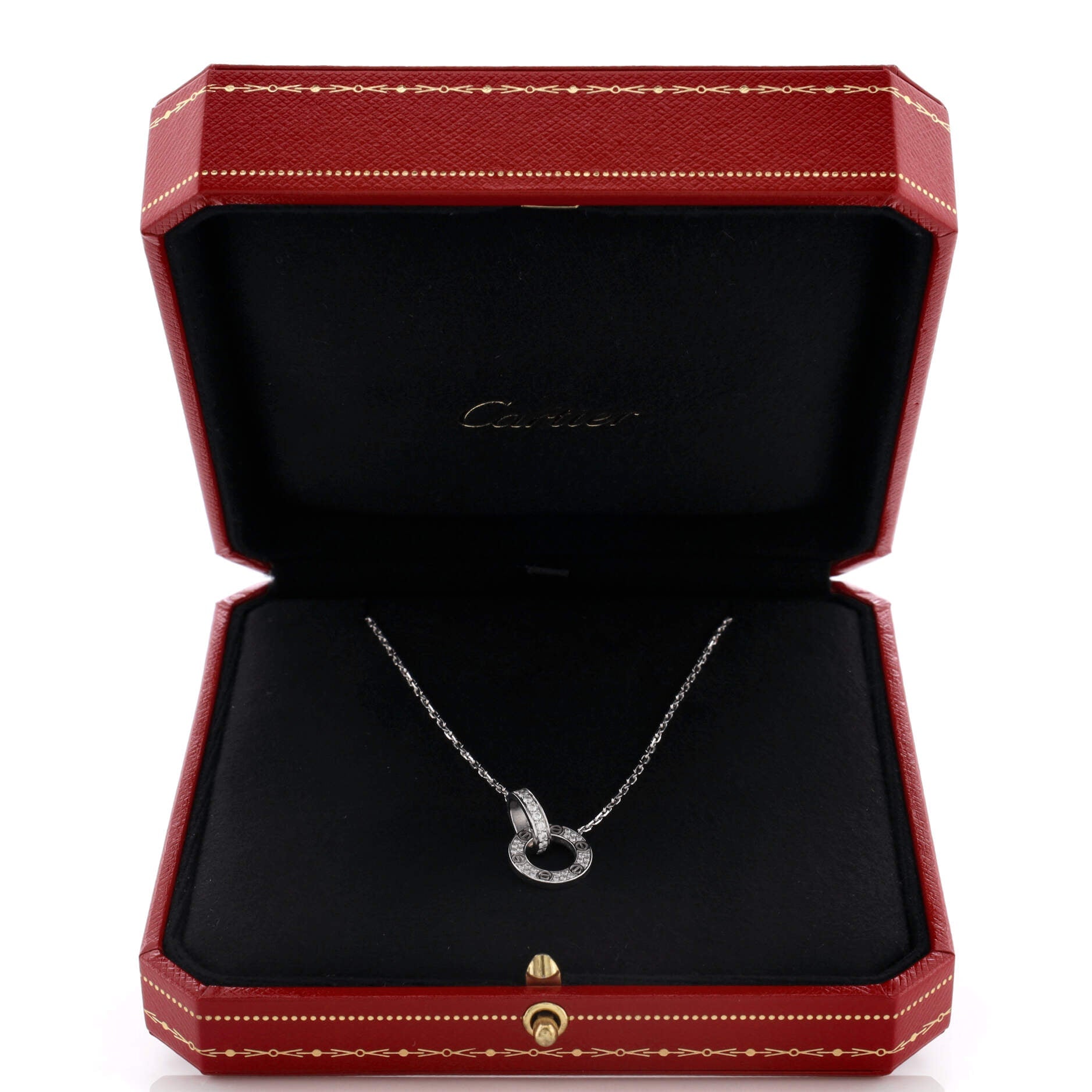 Love Interlocking Pave Necklace 18K White Gold and Diamonds