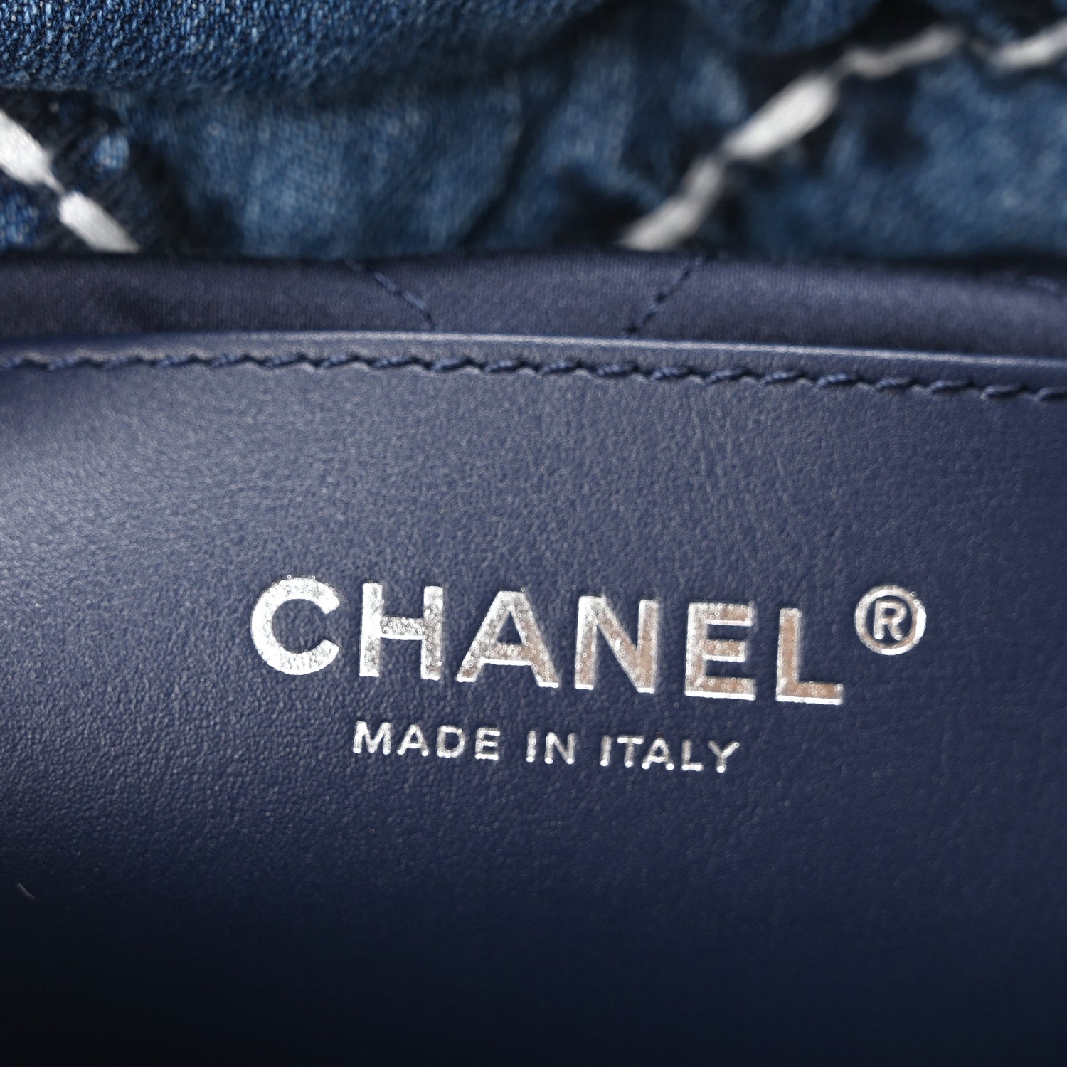 Denim Stitched Quilted Mini Chanel 22 Blue