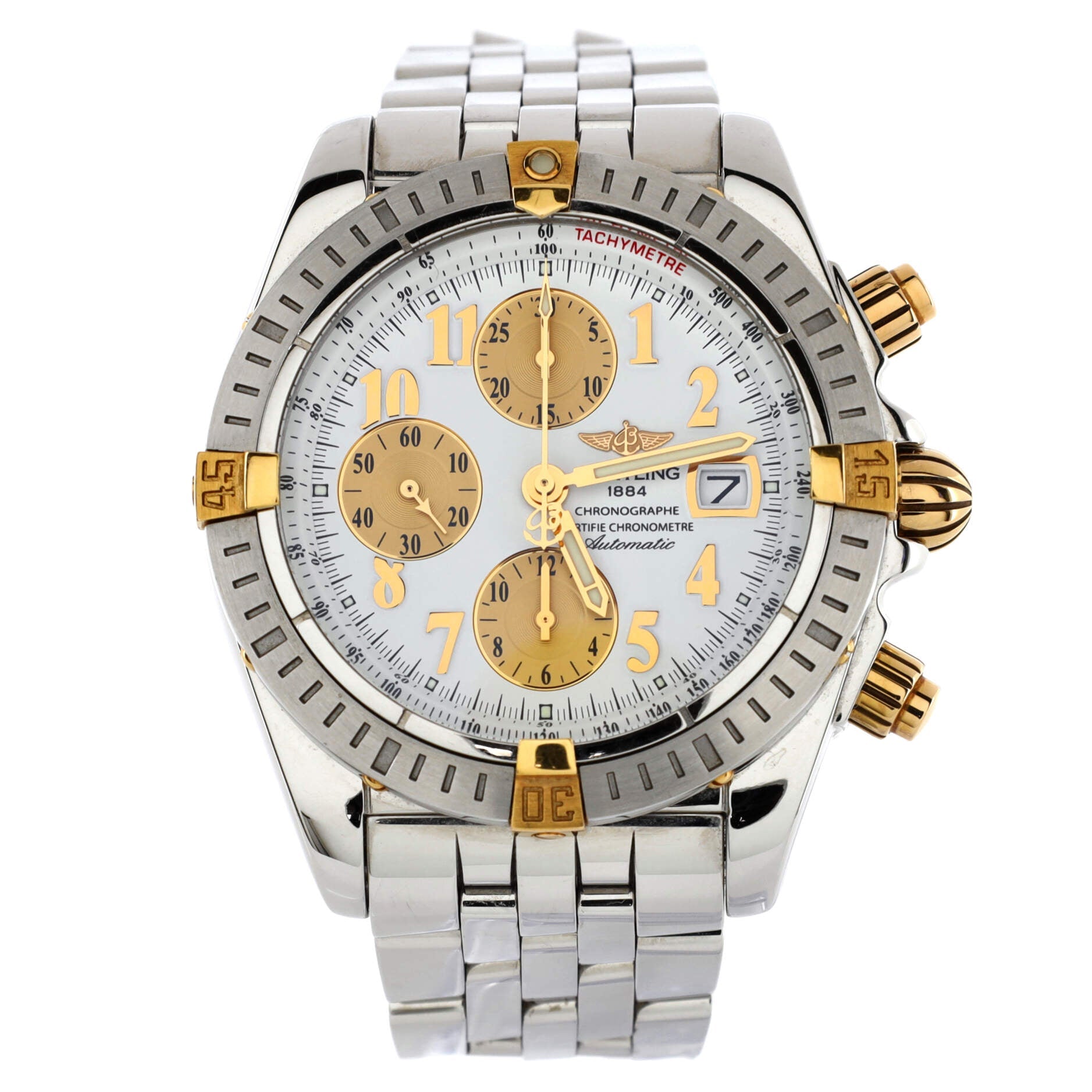 Chronomat Evolution Chronometer Chronograph Automatic Watch Stainless Steel and Yellow Gold 44